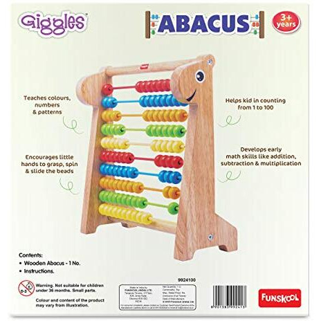 Giggles Funskool - Abacus, Abacus For Kids 3 Years Olds, Wooden Educational Toy,Toys For Kids, Early Math Skills, 3 Years & Above, Preschool Toys