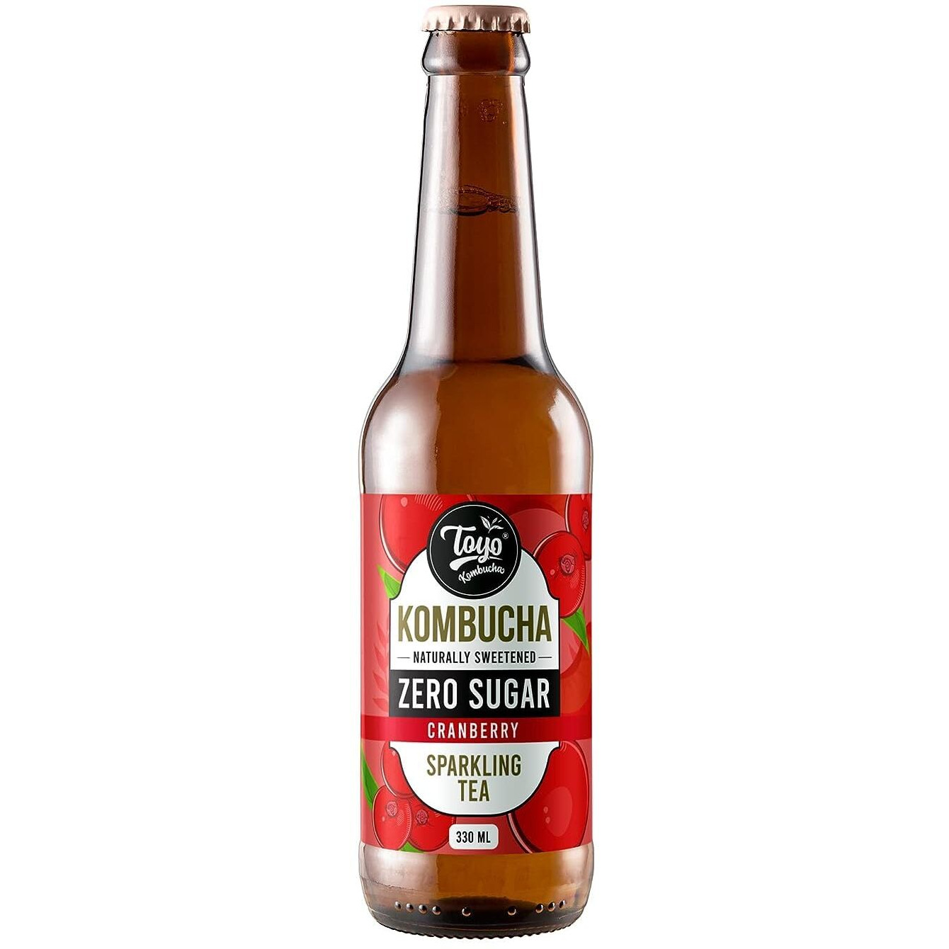 Toyo Kombucha - Sparkling Fermented Tea | Cranberry | 330Ml (Pack Of 12) - Rich In Probiotics And Antioxidants | Ready To Drink (Zero Sugar, 12)