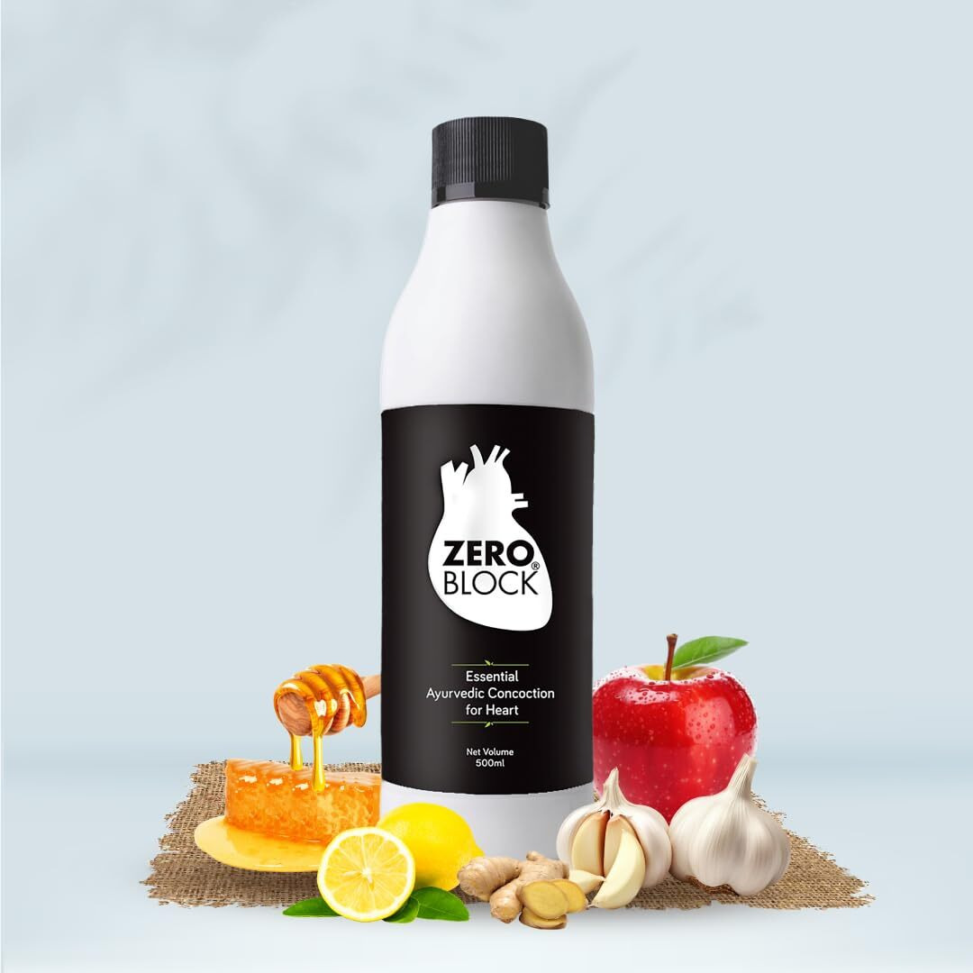 Senera Zero Block | Ayurvedic Syrup Concoction For Heart Health & Wellness | Apple Cider Vinegar, Ginger, Garlic, Lemon & Honey | For Both Men & Women | Age 30+ | 500Ml