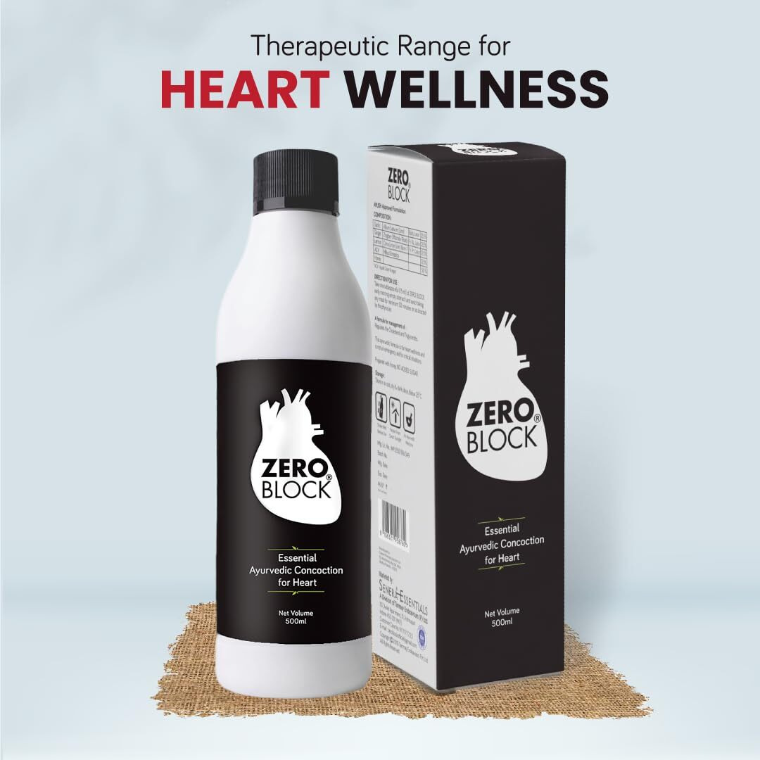 Senera Zero Block | Ayurvedic Syrup Concoction For Heart Health & Wellness | Apple Cider Vinegar, Ginger, Garlic, Lemon & Honey | For Both Men & Women | Age 30+ | 500Ml