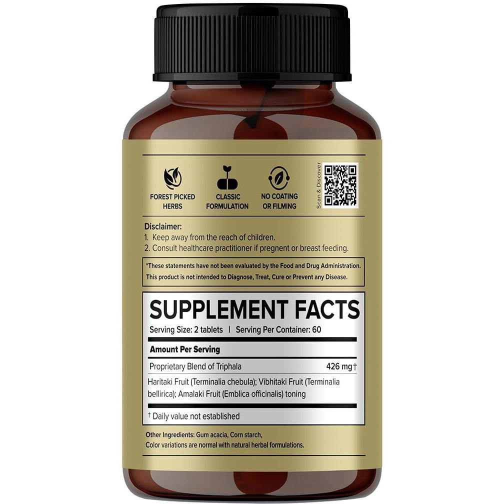 Jiva Triphala Tablet 500Mg | 100% Ayurvedic Formulation Improves Digestion, Promotes Gut Health & Relives Constipation | Balances 3-Doshas | Excellent For Eye & Hair Issues - 120 Tablets (Pack Of 2)