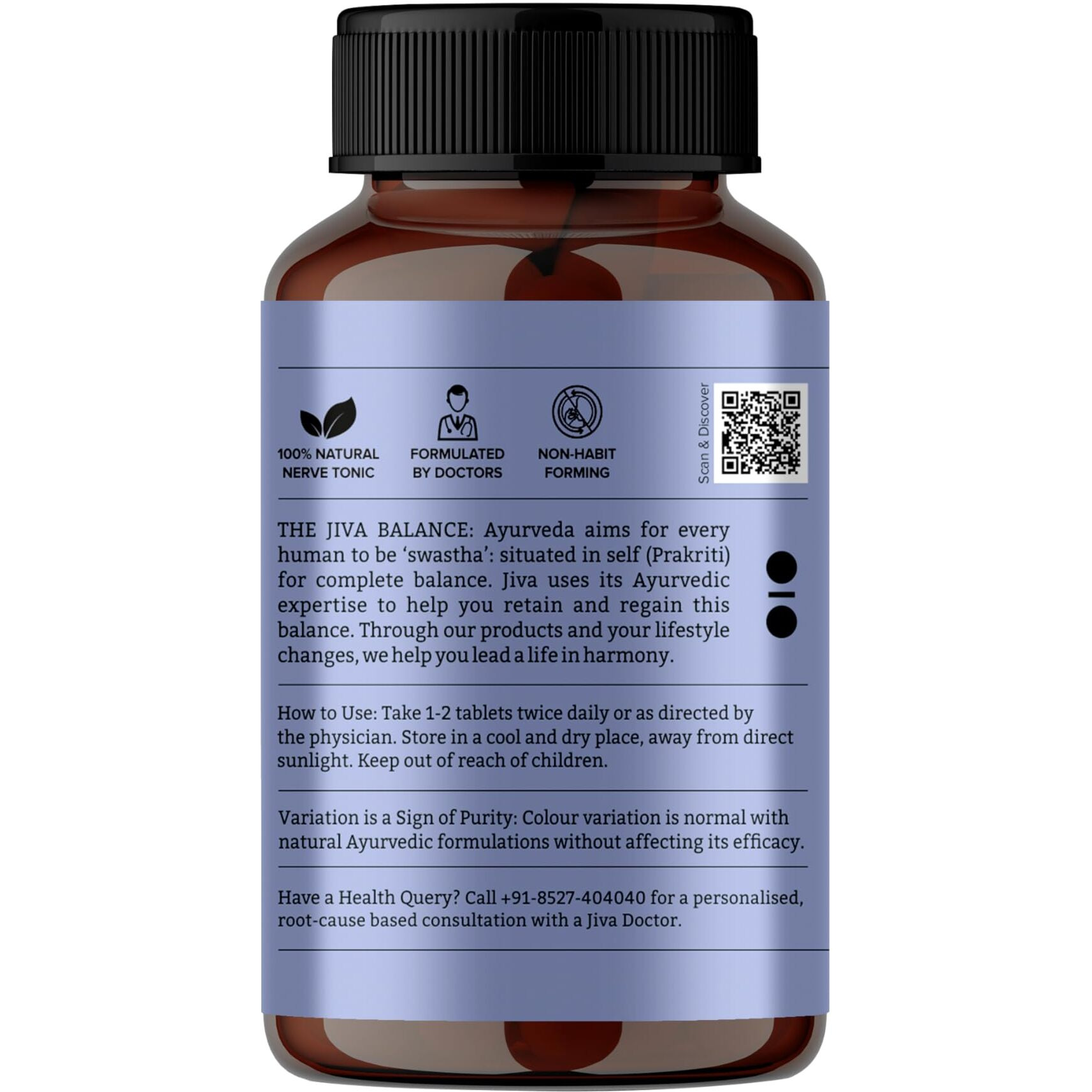 Jiva Stress-Free Tablets | 100% Ayurvedic Non-Habit Forming Formulation | Relieves Anxiety And Stress | Promotes Sound Sleep- 120 Tablets (Pack Of 1)