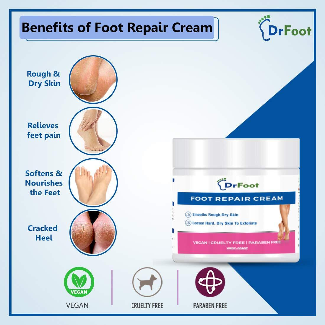 Dr Foot | Foot Cream For Cracked Heels | Crack Heel Repair Cream | Foot Cream For Dry Feet | Foot Care Cream | Foot Crack Cream | Heel Crack Cream | With Lemongrass, Tea Tree & Vitamin E Oil - 100Gms