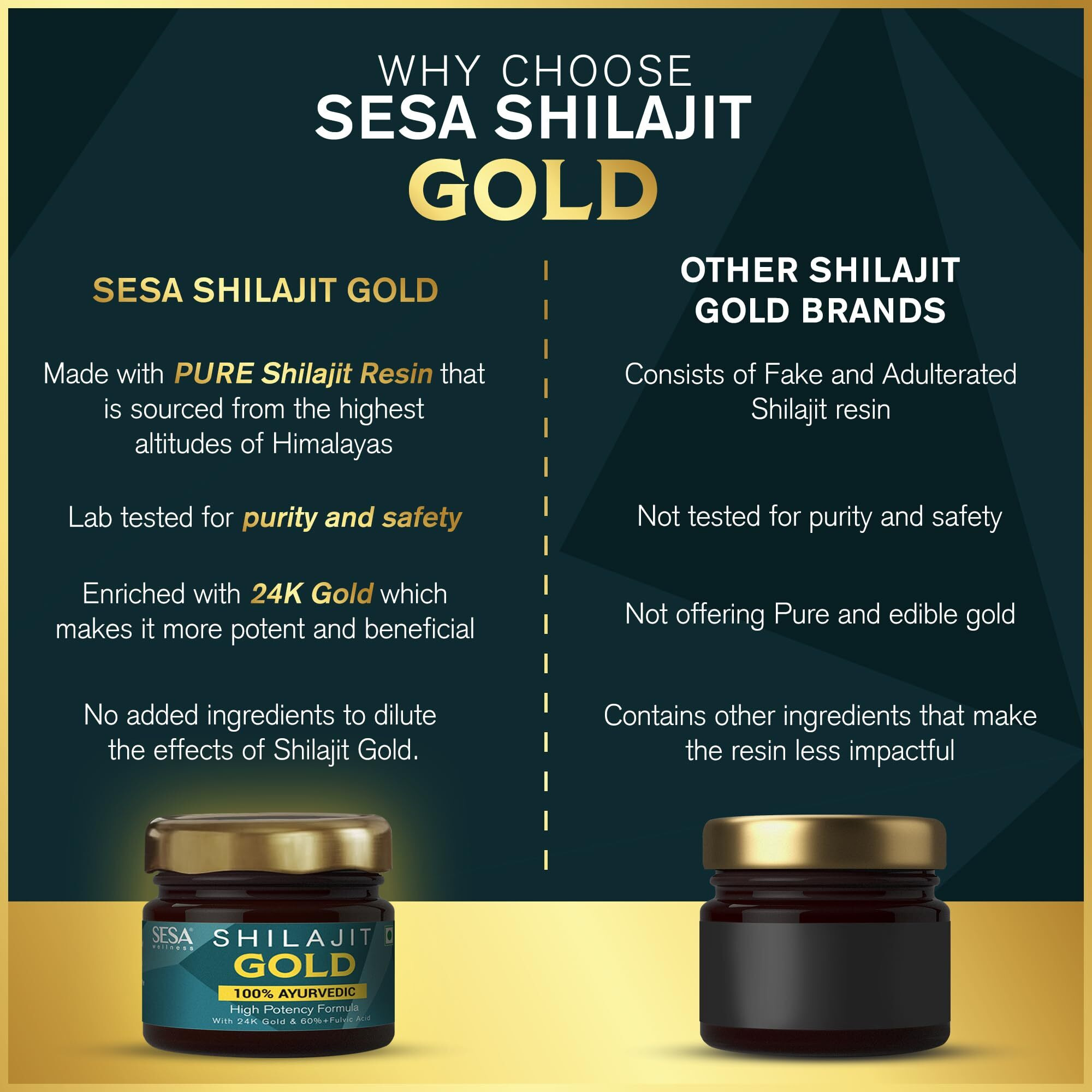 Sesa Shilajit Gold Resin 40G With 24K Gold 60%+ Fulvic Acid (Certificate Included) Helps Boost Stamina, Immunity & Muscle Recovery 100% Ayurvedic - 20 G (Pack Of 2)