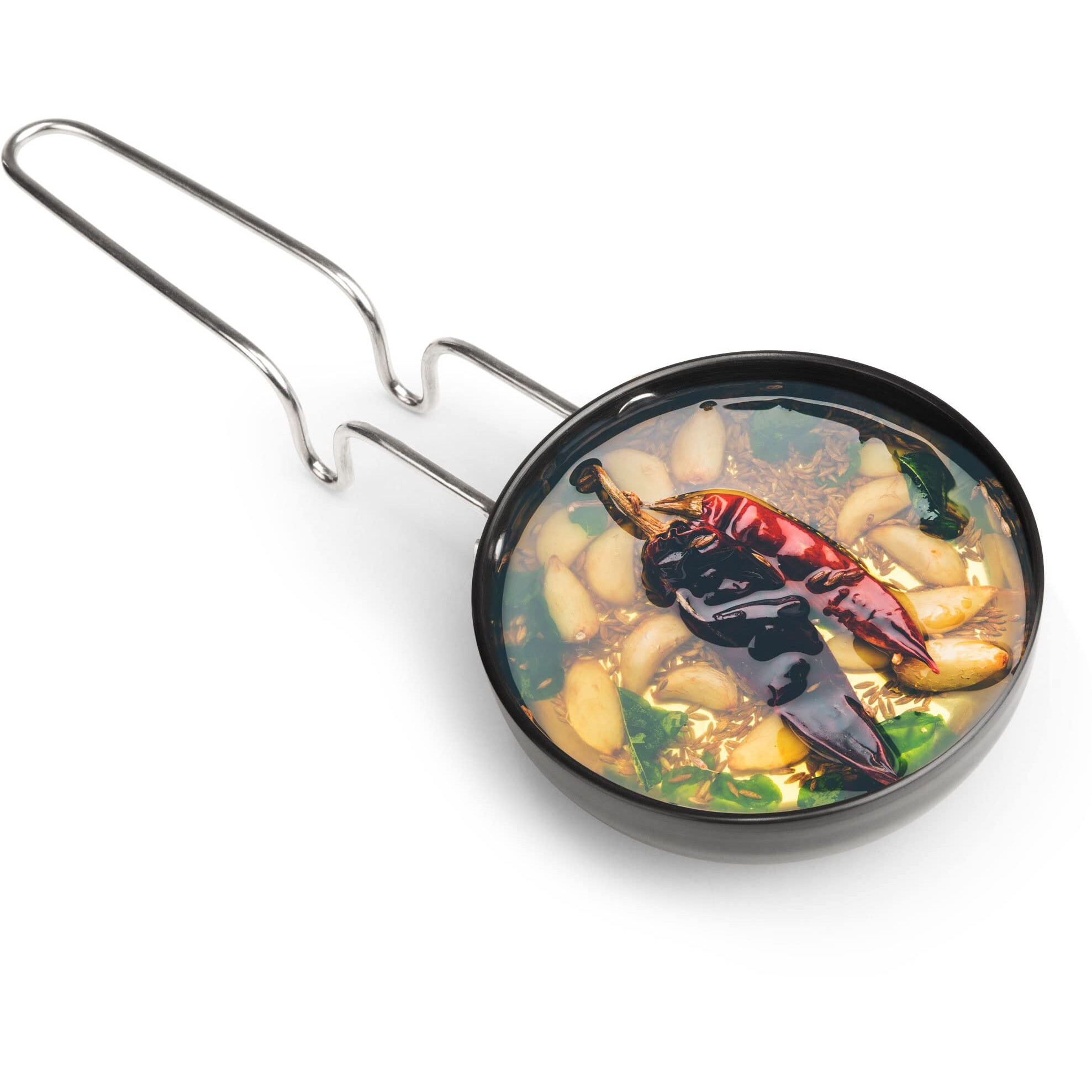 Agaro Elite Hard Anodised Tadka Pan, 11 Cm Diameter, Stainless Steel Riveted Handle, 3Mm Thick Plate, Vaghar/Chounk/Baghar Pan For Frying Dal/Spices, Gas Oven Compatible, Scratch Resistant