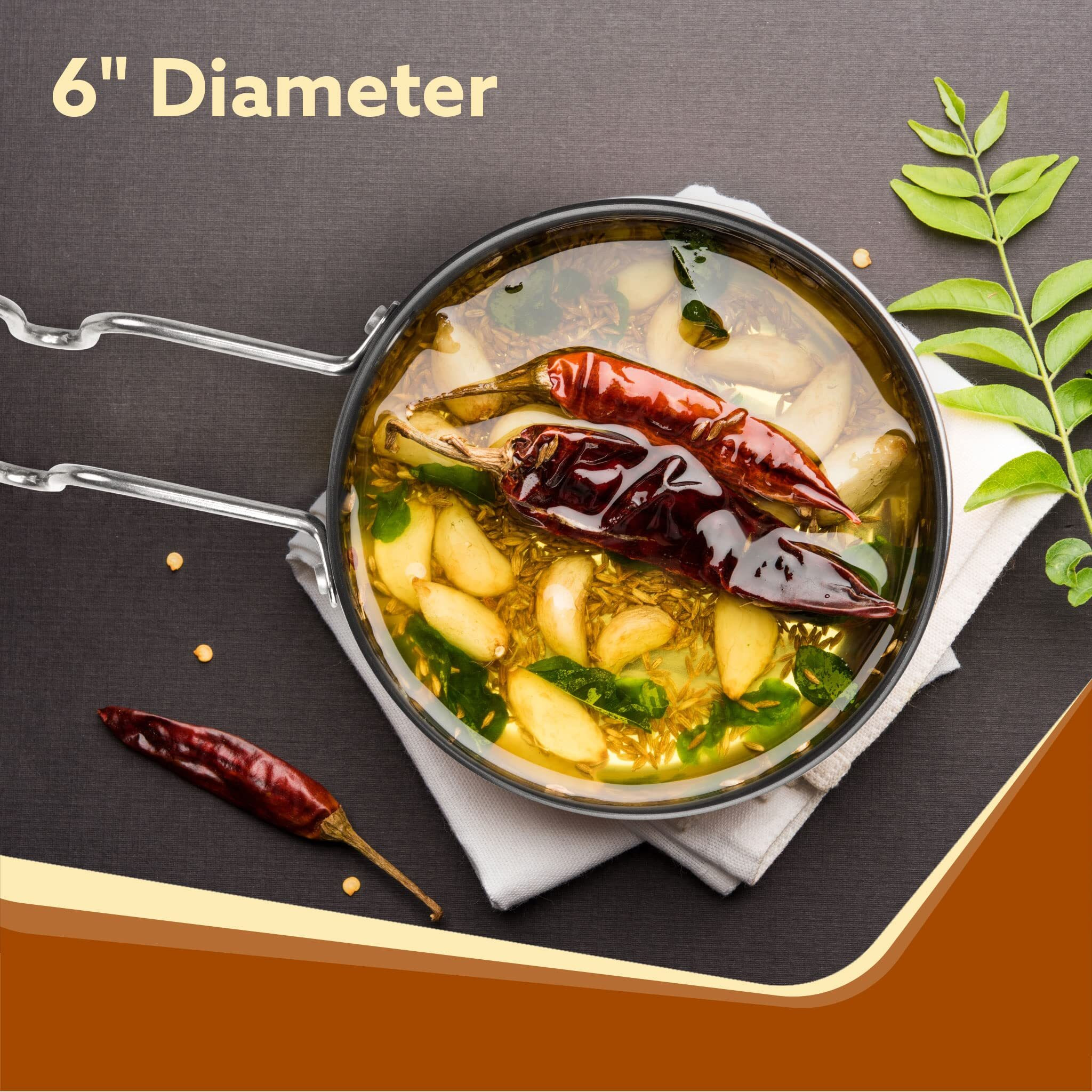 Agaro Elite Hard Anodised Tadka Pan, 11 Cm Diameter, Stainless Steel Riveted Handle, 3Mm Thick Plate, Vaghar/Chounk/Baghar Pan For Frying Dal/Spices, Gas Oven Compatible, Scratch Resistant