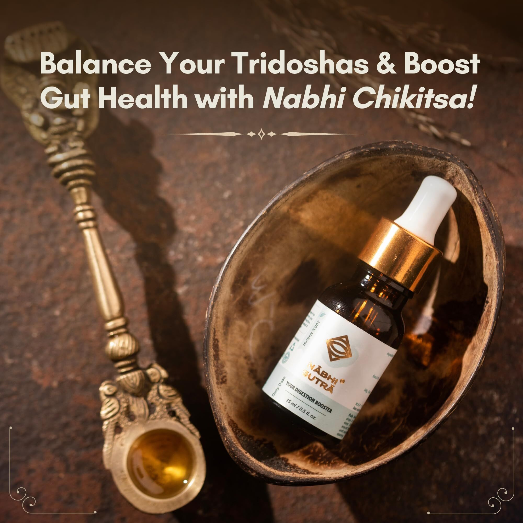 Nabhi Sutra Digestion Booster Belly Button Oil For Men & Women | Ayurvedic Formula For Better Gut Health & Metabolism | Supports Nutrient Absorption & Wellness | Nabhi Oil For Food Digestion  15Ml