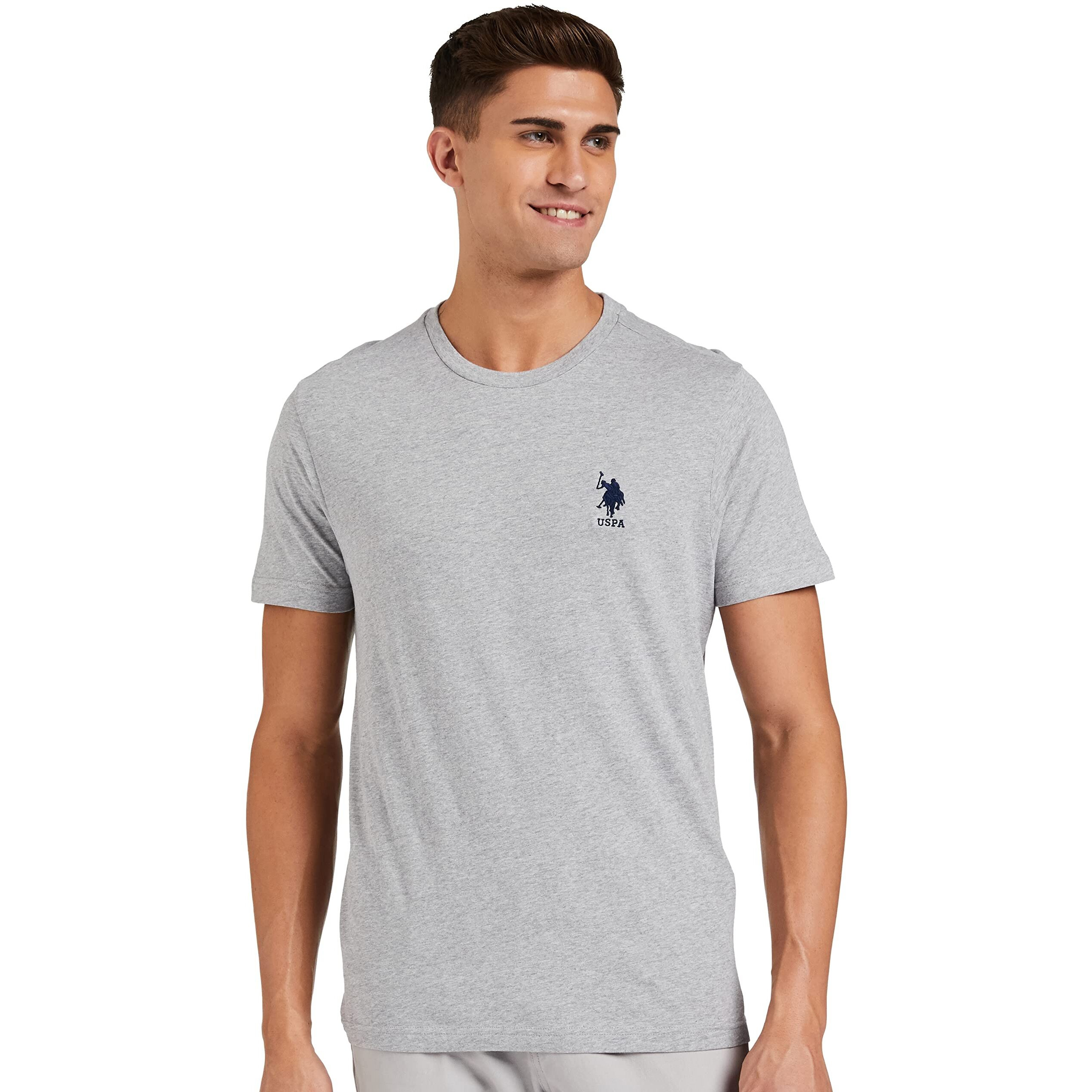 U.S. Polo Assn. Mens Crew Neck Embroidered Logo I633 Lounge Regular Fit T-Shirt - Pack Of 1 (Grey Mel L)