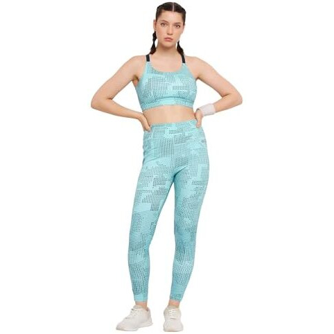 Clovia Women's Medium Impact Padded Printed Sports Bra With Removable Cups (Brs067P03_Blue_Xl)