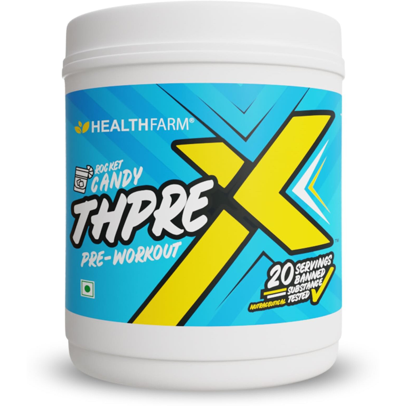 Healthfarm Thpre X Pre Workout Powder|Sports Nutrition Supplement For Men & Women - For Working Out,Hydration,Mental Focus & Energy - 20 Servings (250 G,Rocket Candy),1 Count