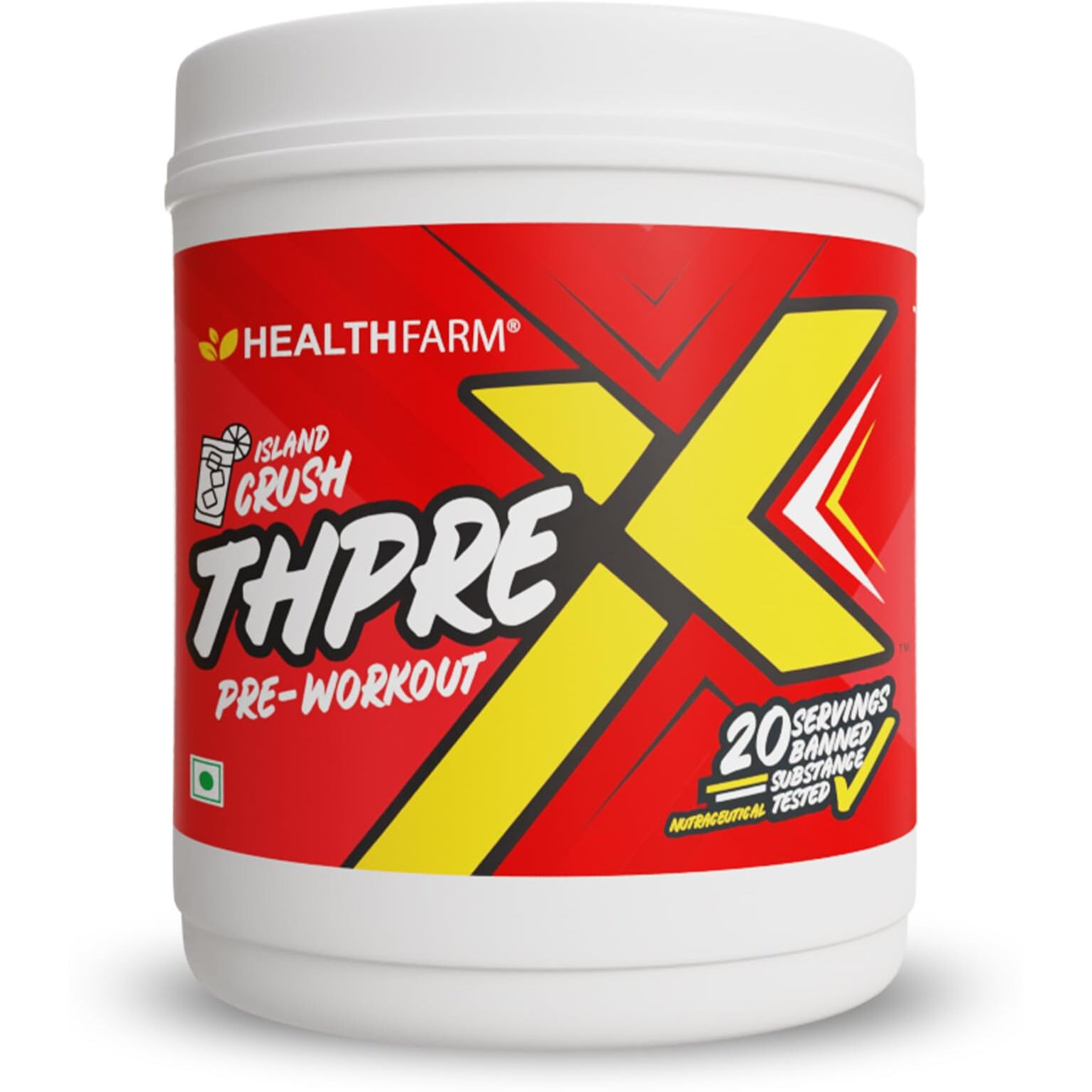 Healthfarm Thpre X Pre Workout Powder|Sports Nutrition Supplement For Men & Women - For Working Out,Hydration,Mental Focus & Energy - 20 Servings (250 G,Island Crush),1 Count
