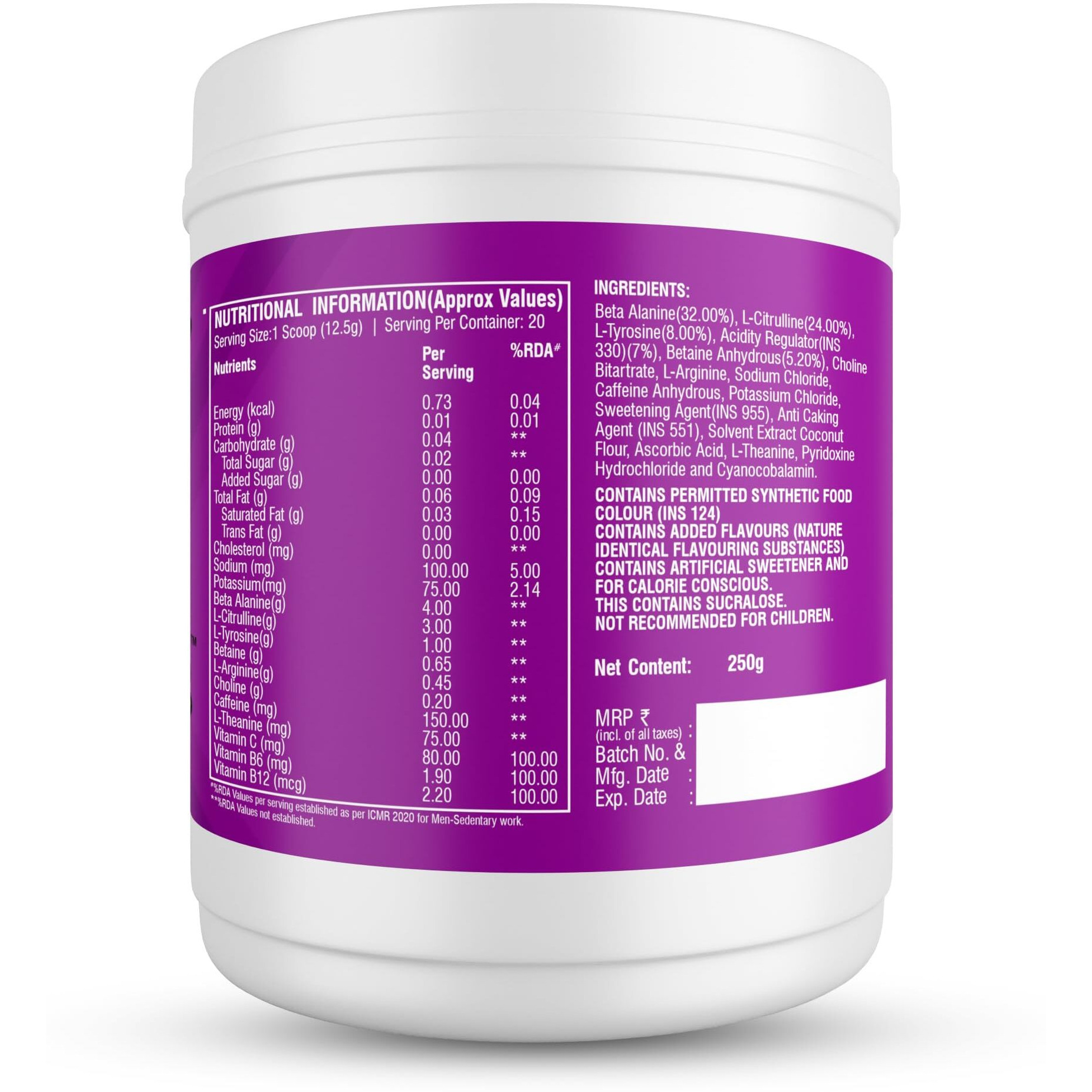 Healthfarm Thpre X Pre Workout Powder| Sports Nutrition Supplement For Men & Women - For Working Out,Hydration,Mental Focus & Energy - 20 Servings (Blackbery Lemonade,250 G),1 Count