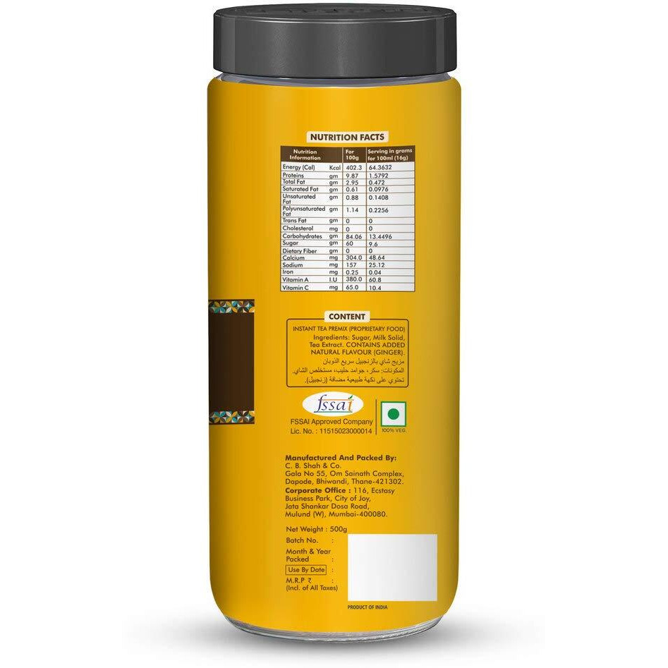 Tweak Instant Ginger Tea Premix 500G X 2 Jars | Premium Instant Ginger Chai | Ready-To-Drink Desi Chai | Instant Chai Mix With Milk & Sugar | Easy To Prepare Instant Tea | Super Saver Combo Instant Ginger Tea | Makes Approx 31 Cups Of 100Ml Per Jar