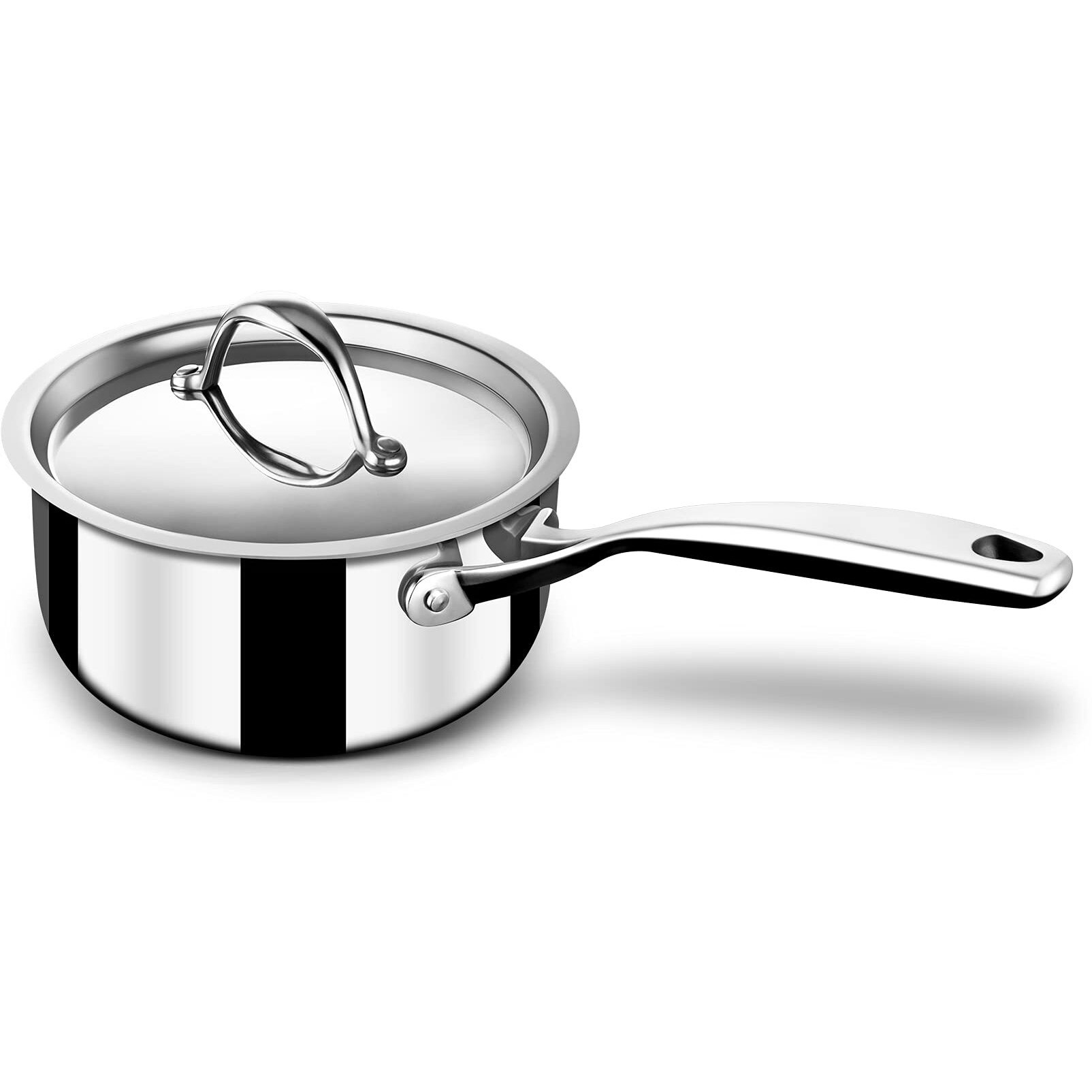 Stahl Artisan Triply Stainless Steel Sauce Pan With Lid, Milk Pan, Stainless Steel Tea Pan, Induction & Gas Stove Compatible, 2 L,18Cm