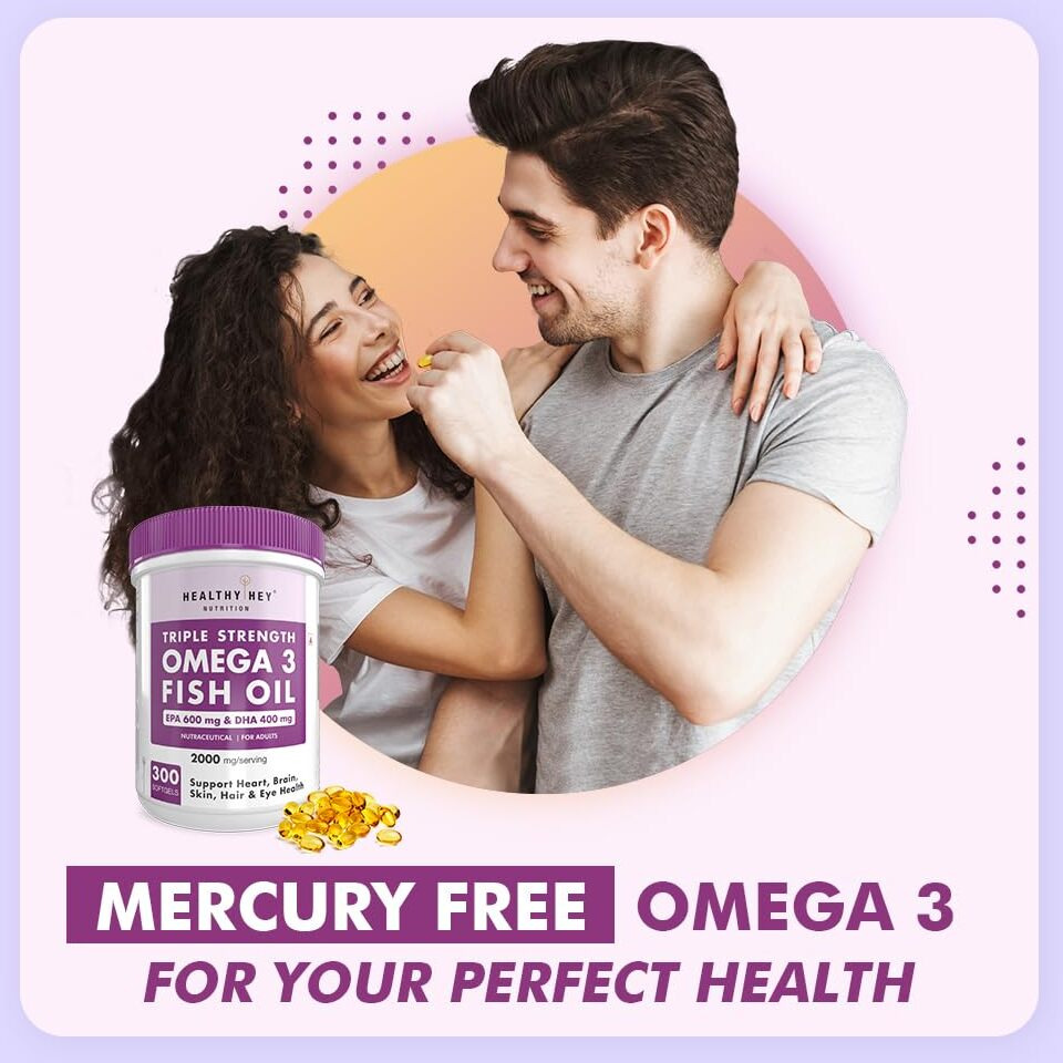 Healthyhey Sports Omega 3 Fish Oil | Omega 3 Fish Oil Capsules For Women And Men - 300 Softgels (Epa 600 - Dha 400)