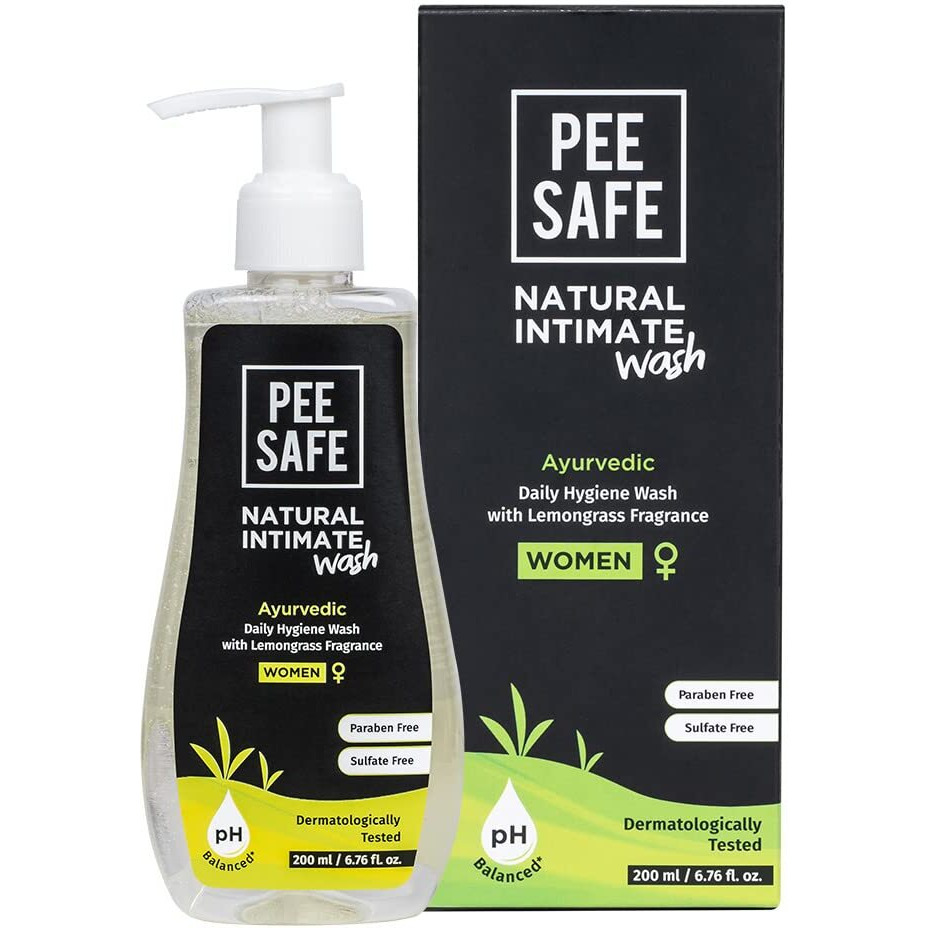 Pee Safe Intimate Wash For Women 200Ml Natural Ayurvedic With Lemongrass Fragrance And 100% Alcohol-Free | Ph Balanced | Paraben-Free | Sulfate-Free