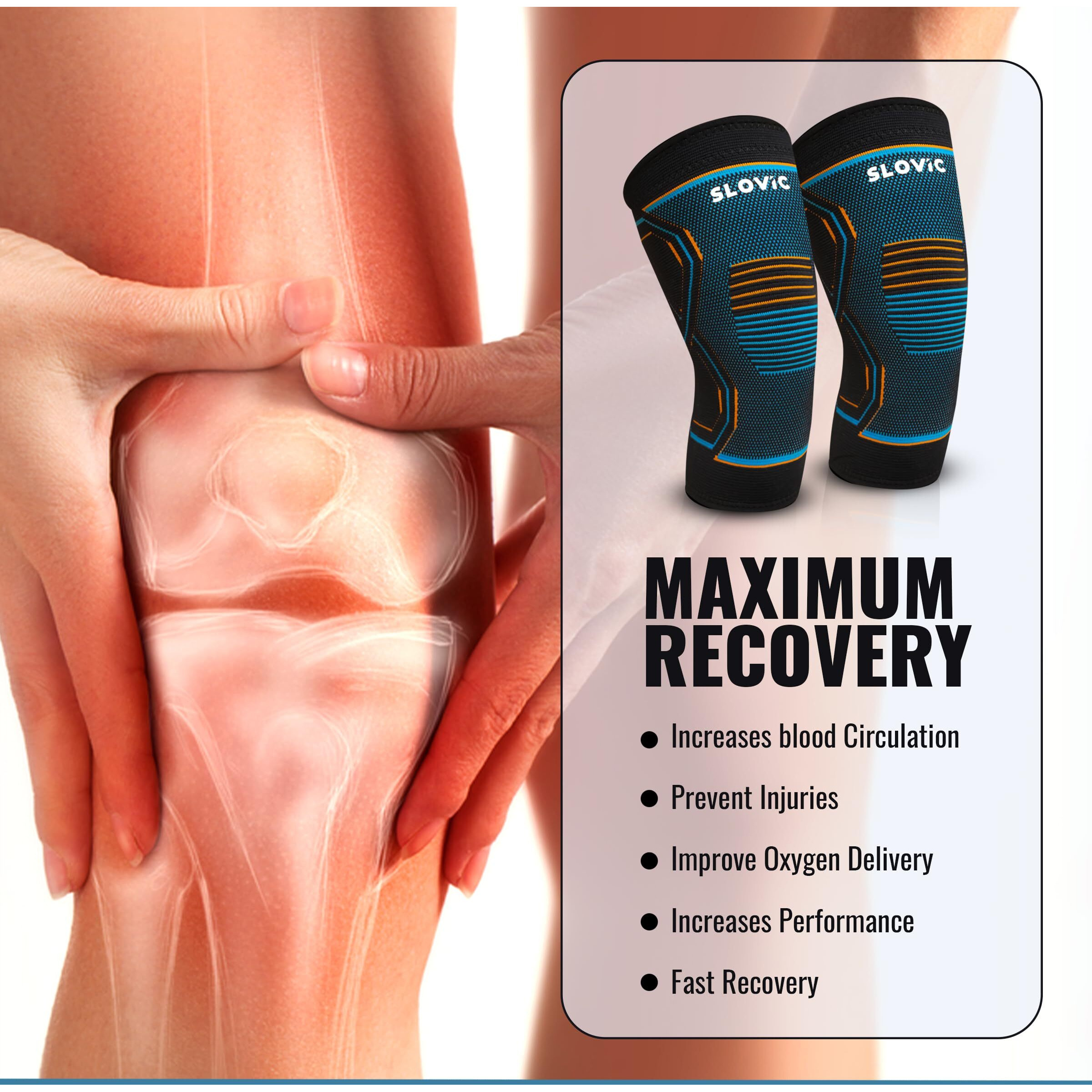 Slovic Knee Support For Men Gym | Knee Caps For Women For Pain Relief| Knee Support For Men Sports| Knee Cap For Men Pain Relief| Knee Pain Relief Products | Knee Support For Cycling | Large