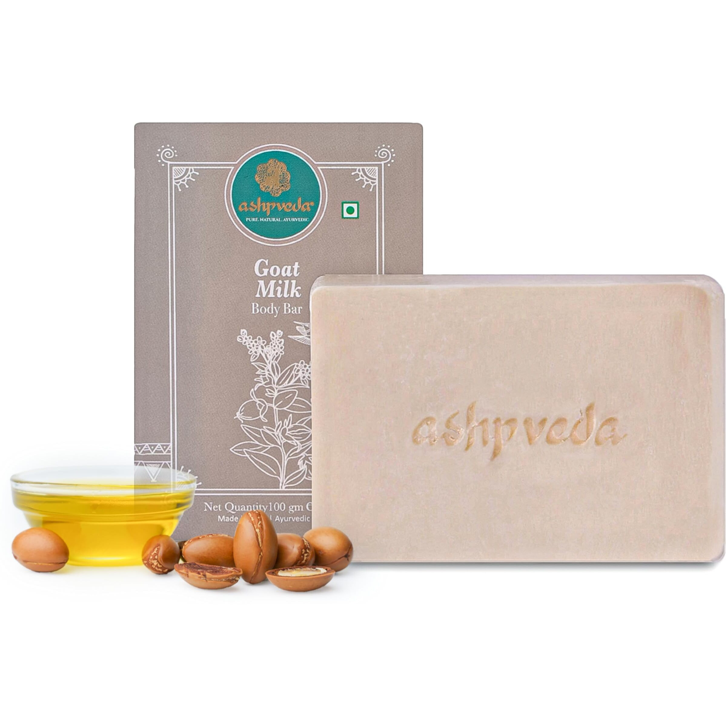 Ashpveda Ayurvedic Jojoba Oil & Goat Milk Bathing Soap Bar For Skin Hydrating & Nourishment, 100G