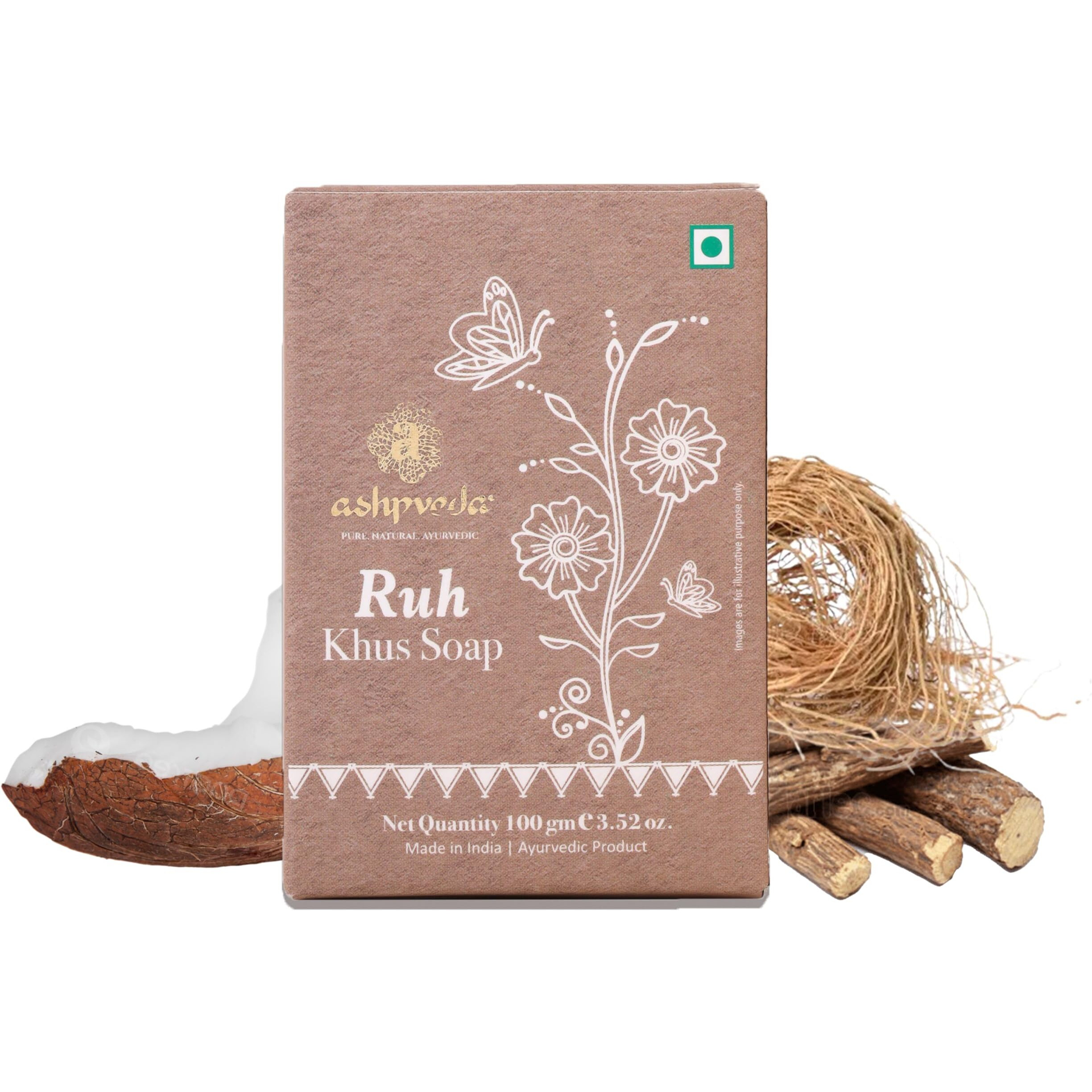 Ashpveda Ayurvedic Khus & Aloevera Bath Soap Herbal Cleanser, Gentle Skin Care, Natural Scent, Nourishing Bathing Bar For Skin Refreshment And Rejuvenation (100Gm)