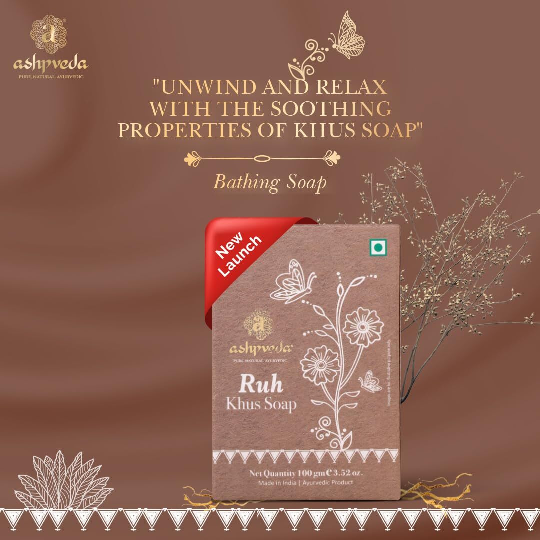 Ashpveda Ayurvedic Khus & Aloevera Bath Soap Herbal Cleanser, Gentle Skin Care, Natural Scent, Nourishing Bathing Bar For Skin Refreshment And Rejuvenation (100Gm)