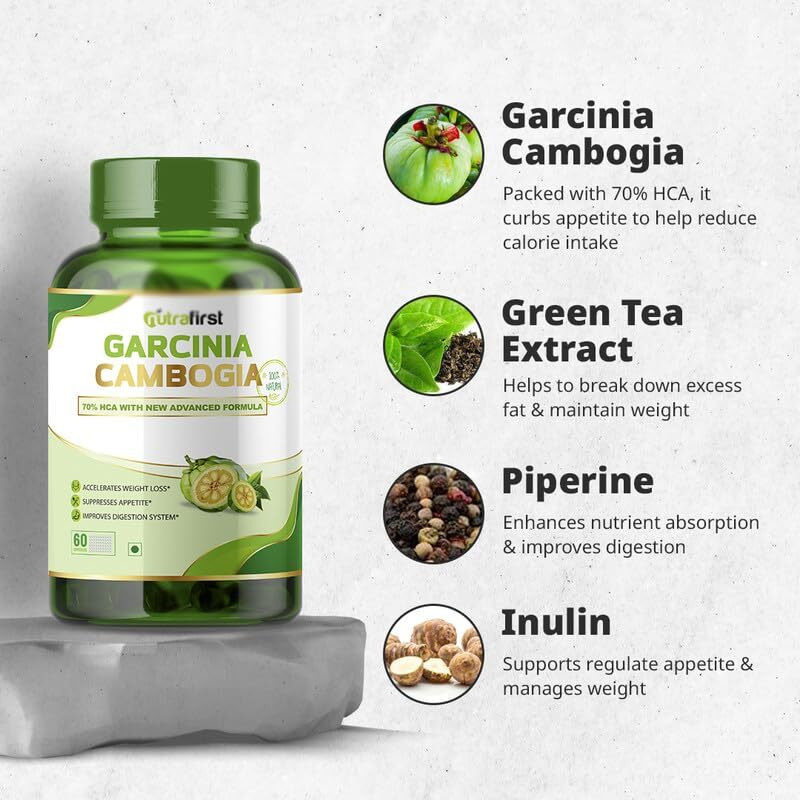 Nutrafirst Garcinia Cambogia Tablets (800Mg) With 70% Hca & Green Tea Extract | Natural Weight Management | Improves Digestion | 60 X 2 Tablets For Men & Women