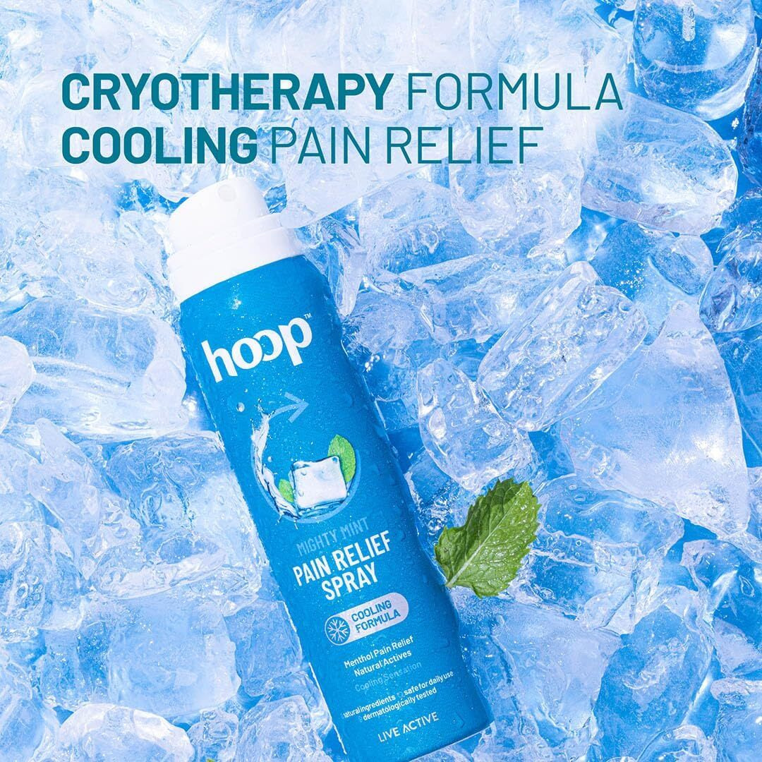 Hoop Pain Relief Spray | Cooling Formula For Instant Relief From Back Pain, Leg Pain, Lumbar Pain, Knee Pain, Joint Pain, Sports Injuries, Muscle Pain | 80 G