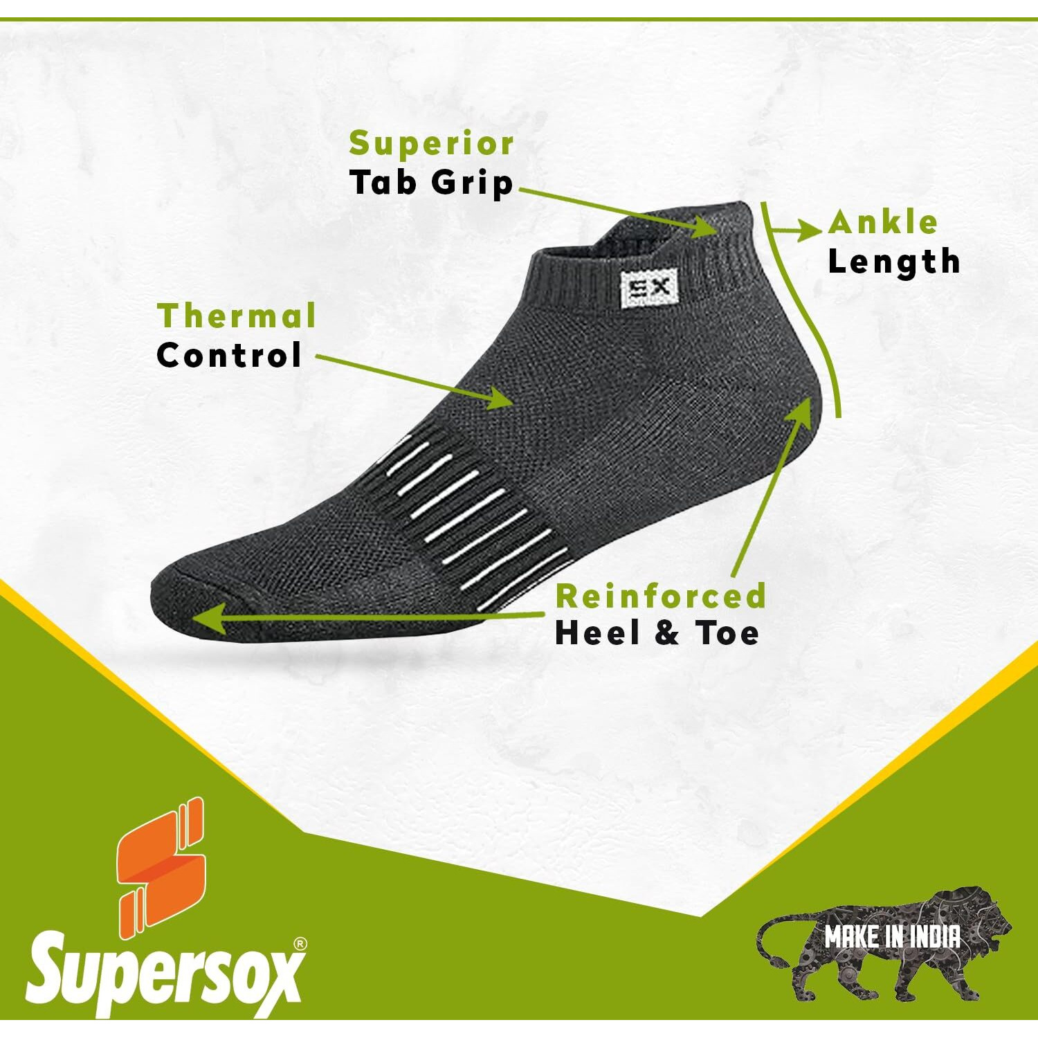 Supersox Unisex Bamboo Ankle Length Socks For Men & Women-Made Of Sustainable & Eco Friendly Material-Athletic Softer Than Cotton Socks,Anti Odour-Ideal For Sports,Gym,Pack Of (3),Multicolour