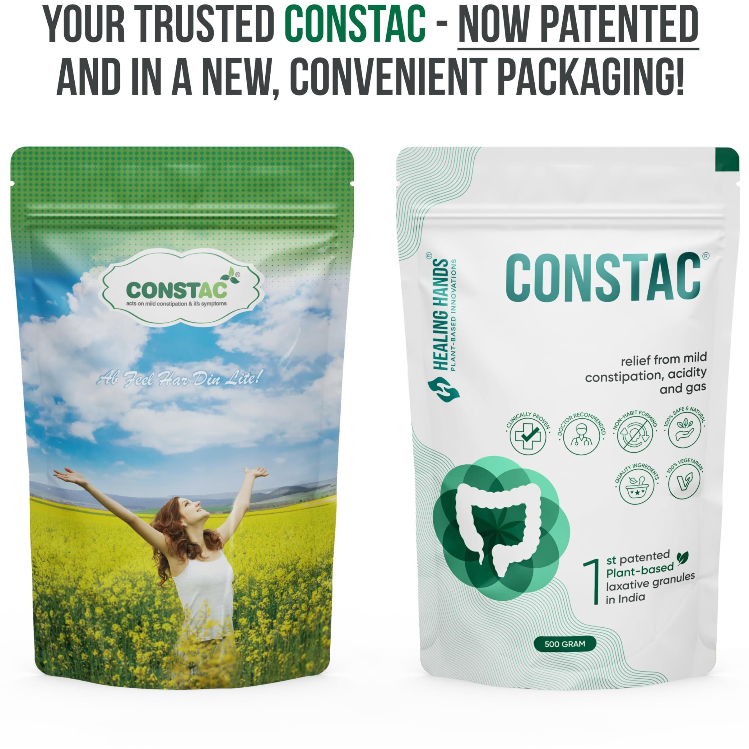 Constac Healing Hands For Relief In Mild Constipation - Mild, Safe, Clinically Proven Ayurvedic Granules 500G Pouch