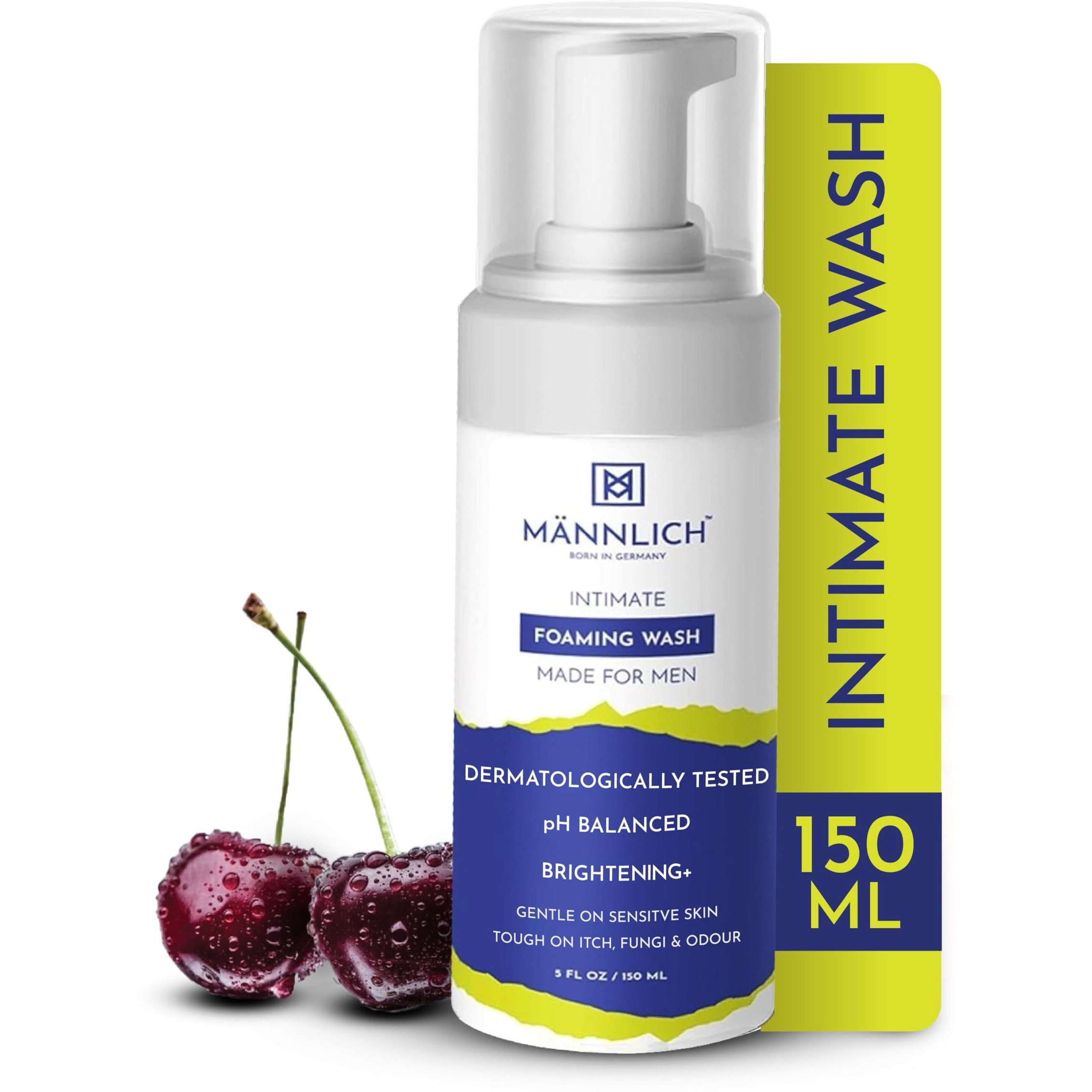 Mannlich Intimate Wash For Men (150 Ml) Relieves Itchiness & Odour, Prevents Fungal Growth, Genital Area, Ph Balanced & Dermatologically Tested With Tea Tree Oil, Neem, Eucalyptus Oil, 1% Salicylic & Lactic Acid