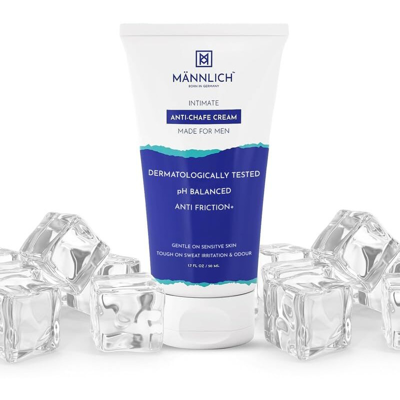 Mannlich Anti Chafing Cream For Men, Anti-Rash Cream For Intimate Areas, Reduces Inner Thigh Rashes From Sports And Fitness Activities, Prevents From Sweat, Odor, Irritation & Rashes | Dermatologically Tested | 50Ml