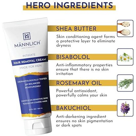 Mannlich Intimate/Private Hair Removal Cream For Men (100 Ml) & Mannlich Intimate Wash For Men (150 Ml) Relieves Itchiness & Odour, Prevents Fungal Growth, Genital Area, Ph Balanced With Tea Tree Oil, Neem, Eucalyptus Oil, 1% Salicylic & Lactic Acid
