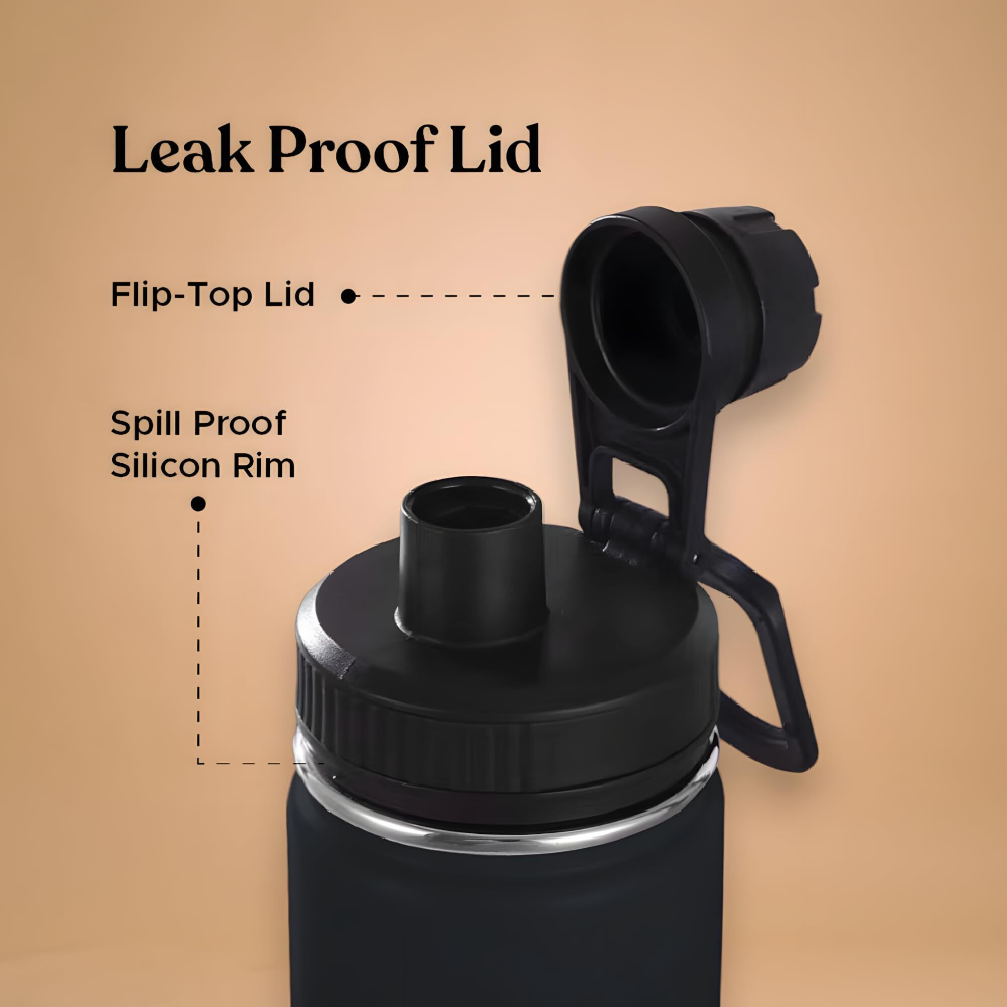 Salt Aquabud Sport 750 Insulated Thermos Flask With Sports Lid | Double Wall Vacuum Thermosteel Bottle | Retains Hot And Cold | Leak Proof | Easy Cleaning | 750 Ml (Black)