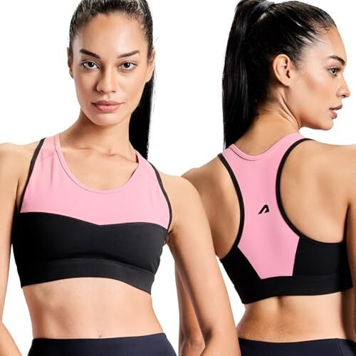 Boldfit Women's Poly Spandex Wire Free Modern Padded Sports Bra (Bftbw2002Sblkpinkxl_Black-Pink_Xl)