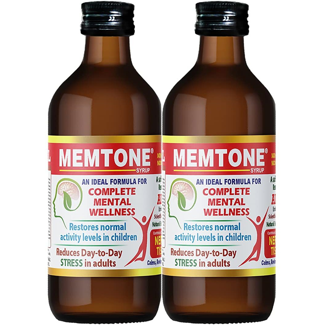 Aimil Memtone Syrup - 200Ml (Pack Of 2) | Ayurvedic Formula For Mental Wellness, Stress Relief | Brahmi, Mandukaparni & More
