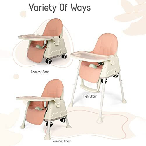 Staranddaisy Comfort 4 In 1 Premium Multifunctional High Chair With Booster, Normal & Detachable Tray, Adjustable Height, One-Hand Adjustable, Ultra Soft Cushion For Kids/Baby. (Coffee)