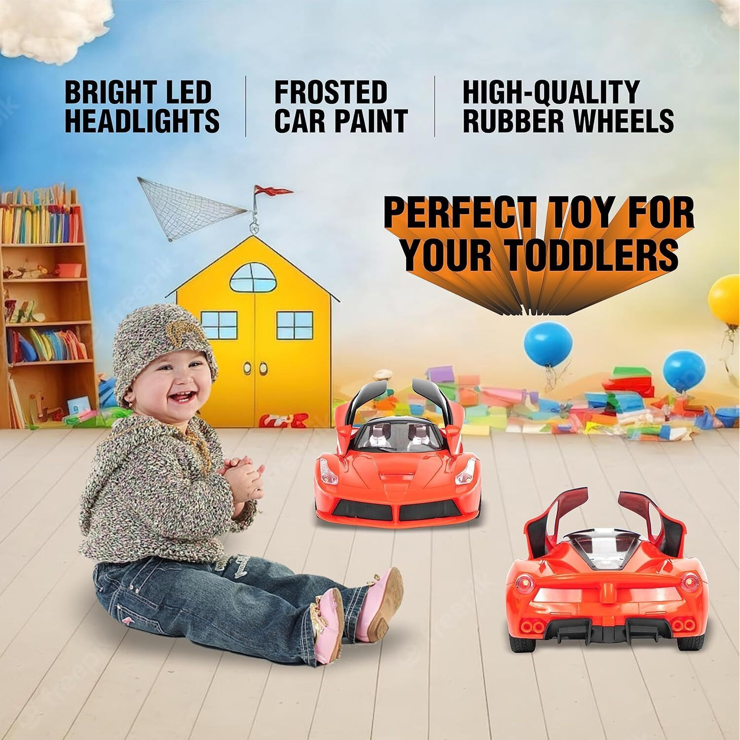 Wirescorts Remote Controlled Racing Car For Kids, Super Racing Sports For Kids, High Speed Toy Vehicle For Kids, Motor Rc Chargeable Cars For Kids - Red