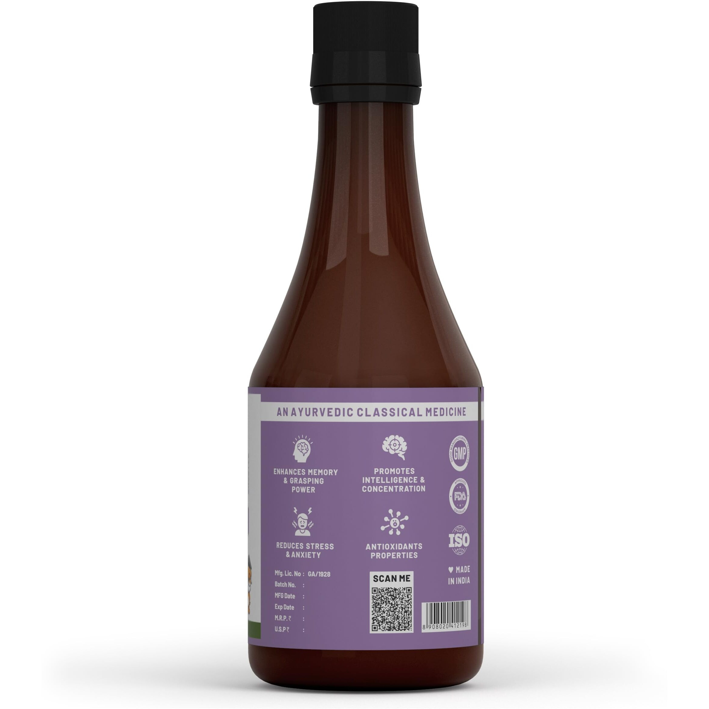 Babyorgano Ayurvedic Shankhpushpi, Brahmi Brain Booster Syrup For Kids (5-15 Years) | Concentration | Enhance Cognitive Functioning | Support Memory | Fdca Approved - 200Ml