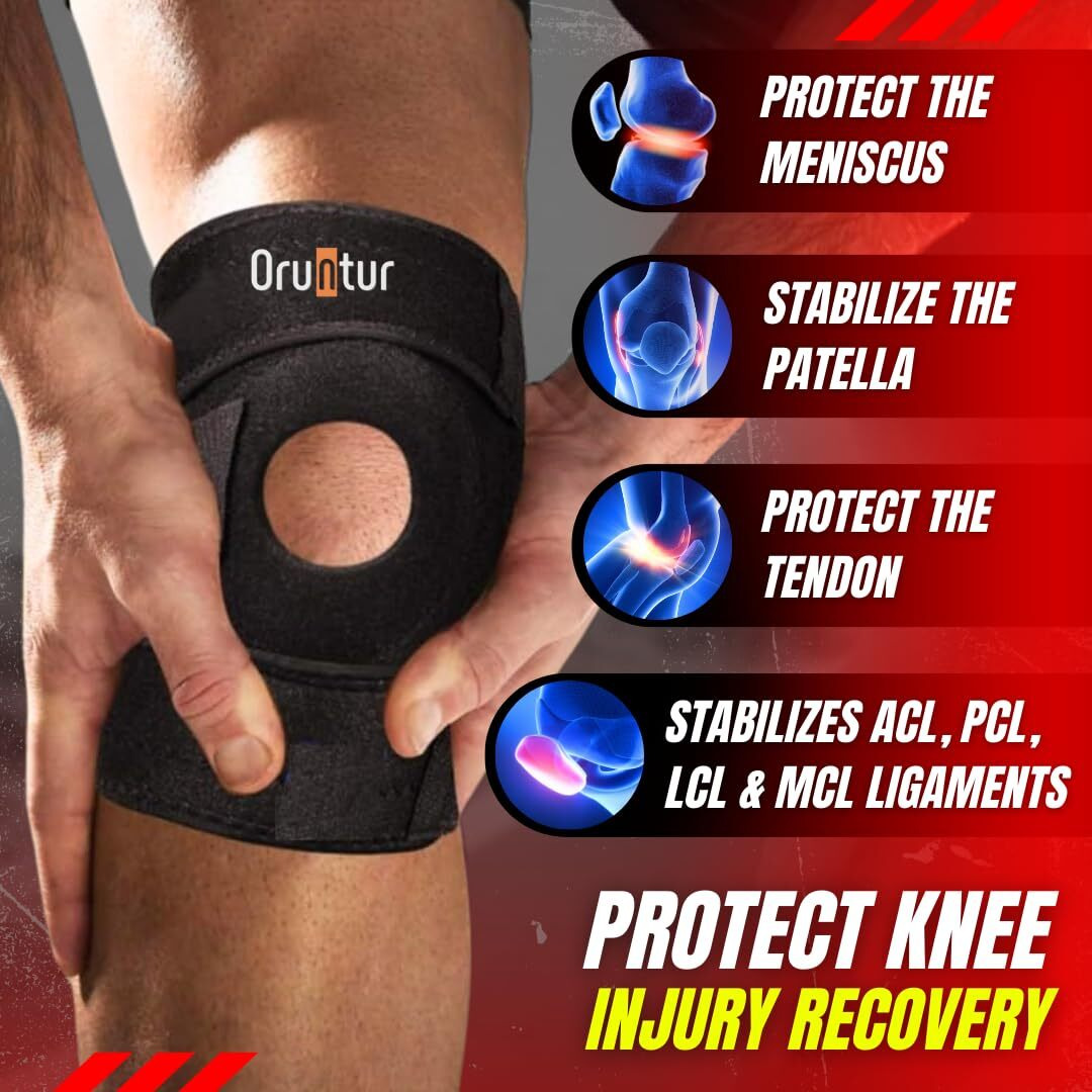 Oruntur Premium Knee Brace With 5Mm Gel For Knee Pain | Knee Caps For Women For Pain Relief | Enhanced Support Knee Brace For Ligament Tear, Arthritis, And Joint Pain | Adjustable & Breathable For Sports | Univeral Size