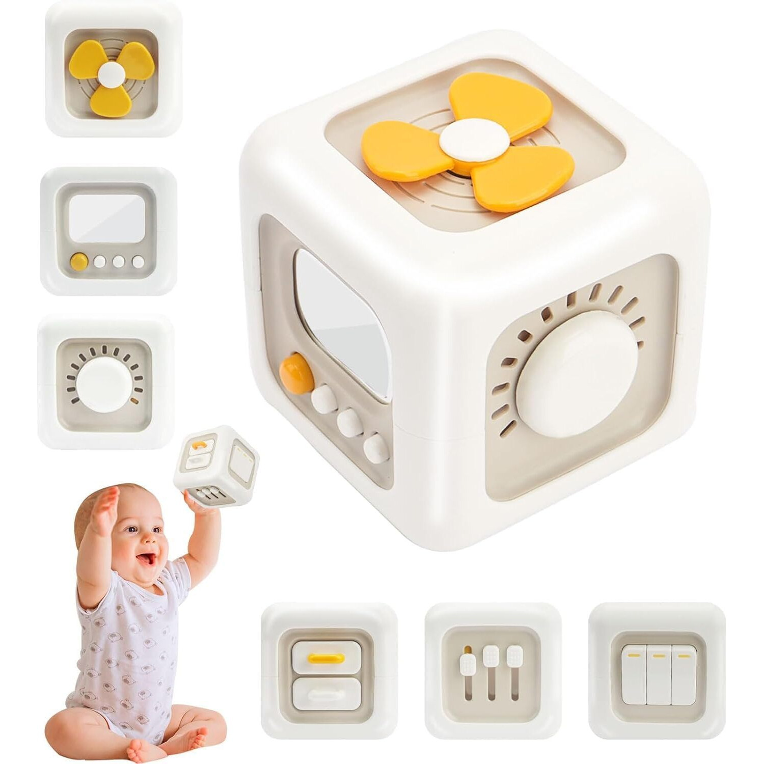 Tec Tavakkal Montessori Toys 6 In 1 Baby Sensory Toys For Kids Educational Learning Shape Sorter Activity Stacking Toys Baby Shape Sorting Toys Interactive Toy Fine Motor Skill Developmental, White