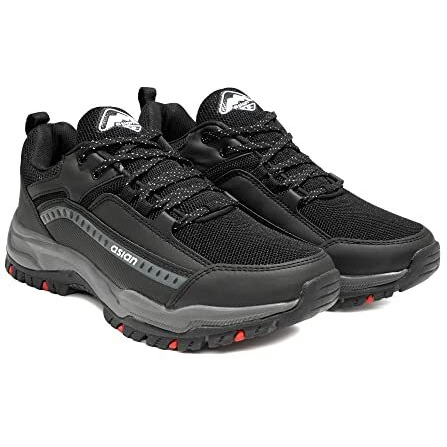 Asian Everest-01 Sports Trekking & Hiking,Walking Shoes With Rubber Outsole & Memory Foam Insole Lace-Up Shoes For Men & Boy's Black