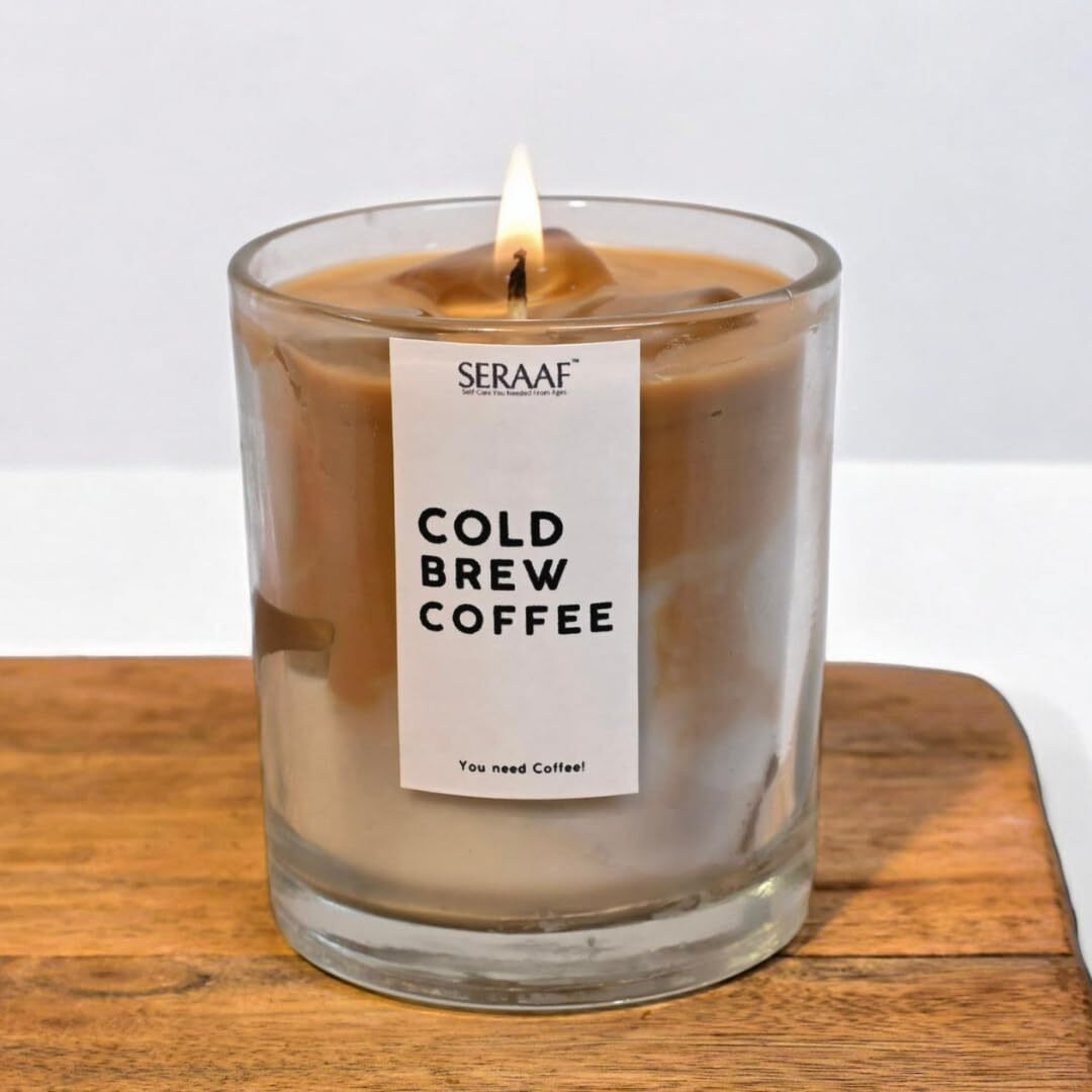 Seraaf Cold Brew Coffee Candle Jar, Hazelnut And Vanilla Scented Candle, Perfect Scented Candles For Home & Aesthetic Candle For Gifting | 200G Soy Wax Candles | 48Hr+ Burn Time | Ideal Aroma Candles