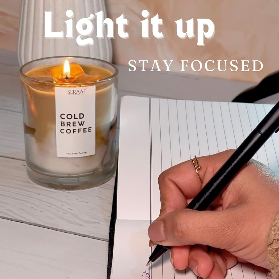 Seraaf Cold Brew Coffee Candle Jar, Hazelnut And Vanilla Scented Candle, Perfect Scented Candles For Home & Aesthetic Candle For Gifting | 200G Soy Wax Candles | 48Hr+ Burn Time | Ideal Aroma Candles