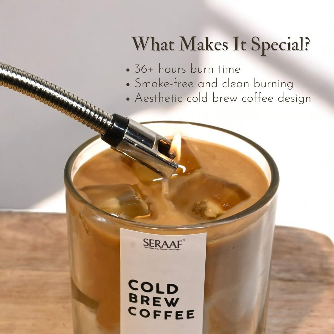 Seraaf Cold Brew Coffee Candle Jar, Hazelnut And Vanilla Scented Candle, Perfect Scented Candles For Home & Aesthetic Candle For Gifting | 200G Soy Wax Candles | 48Hr+ Burn Time | Ideal Aroma Candles