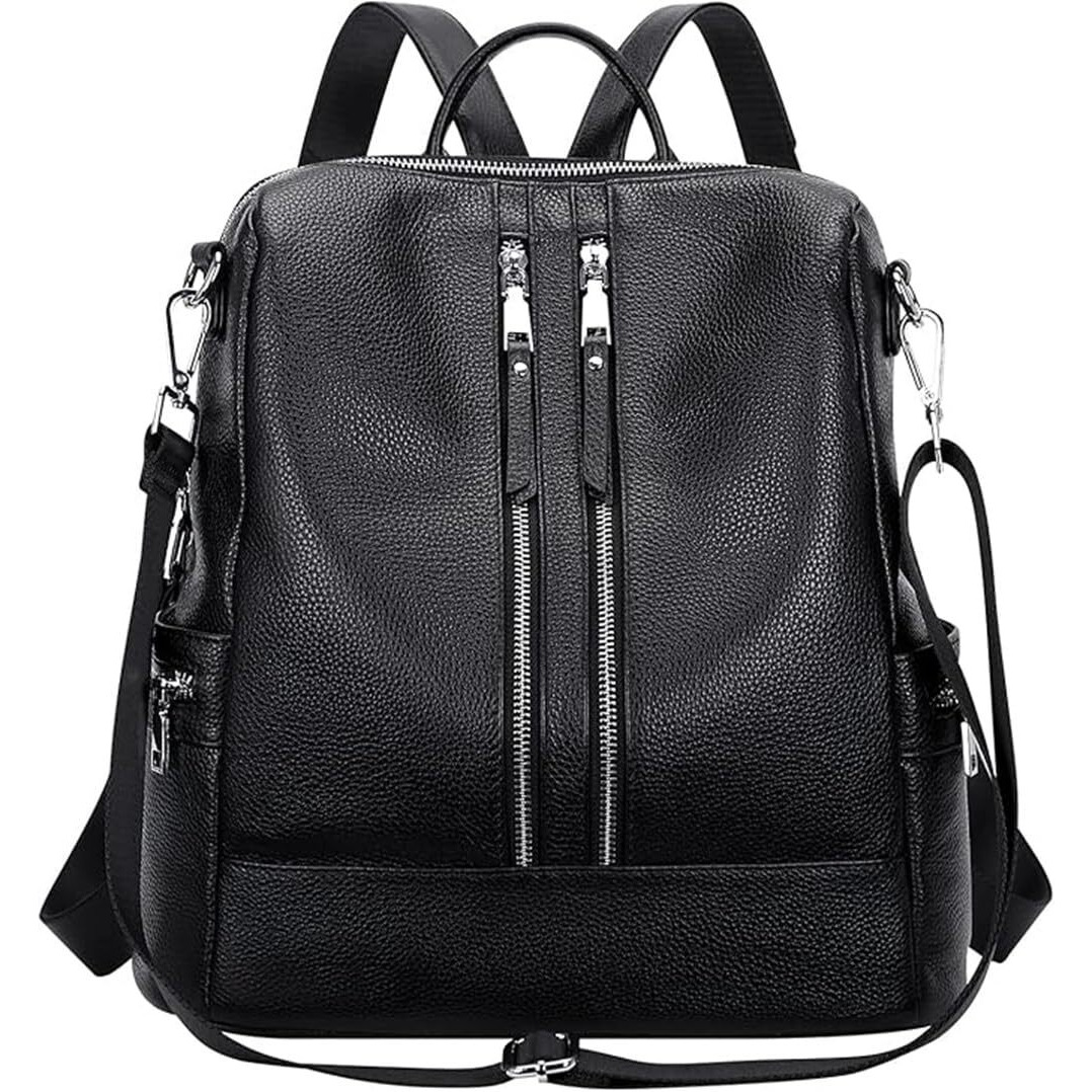 Comfabie Fashion Backpacks For Women, Pu Leather Handbags, Zipper Ladies Purse, Daypacks Bags, Casual Backpacks, Antitheft Soft Rucksack Versatile Shoulder Bags With Laptop Compartment (Black)
