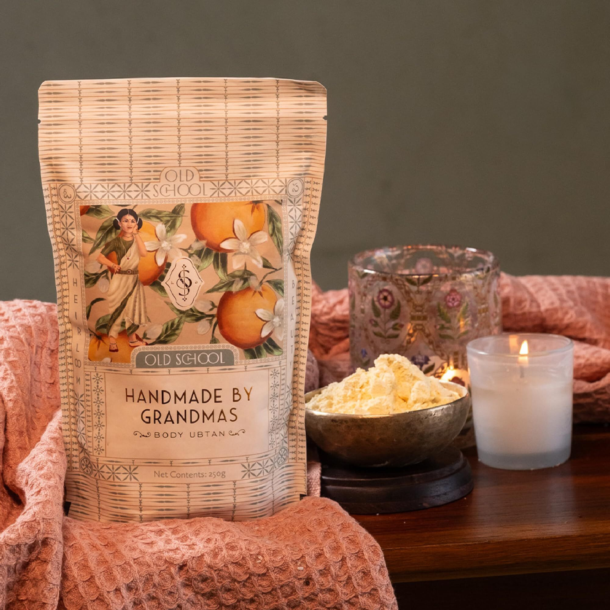 Old School Rituals Handmade By Grandmas Baby Ubtan (Natural Bath Powder) | 250 Grams | Natural Blend For Gentle Exfoliation & Nourished Skin | Natural Ubtan For Kids | Baby Bath Powder For Glowing Skin, Tan Removal, & Skin Lightening| Pure & Natural Ingredients