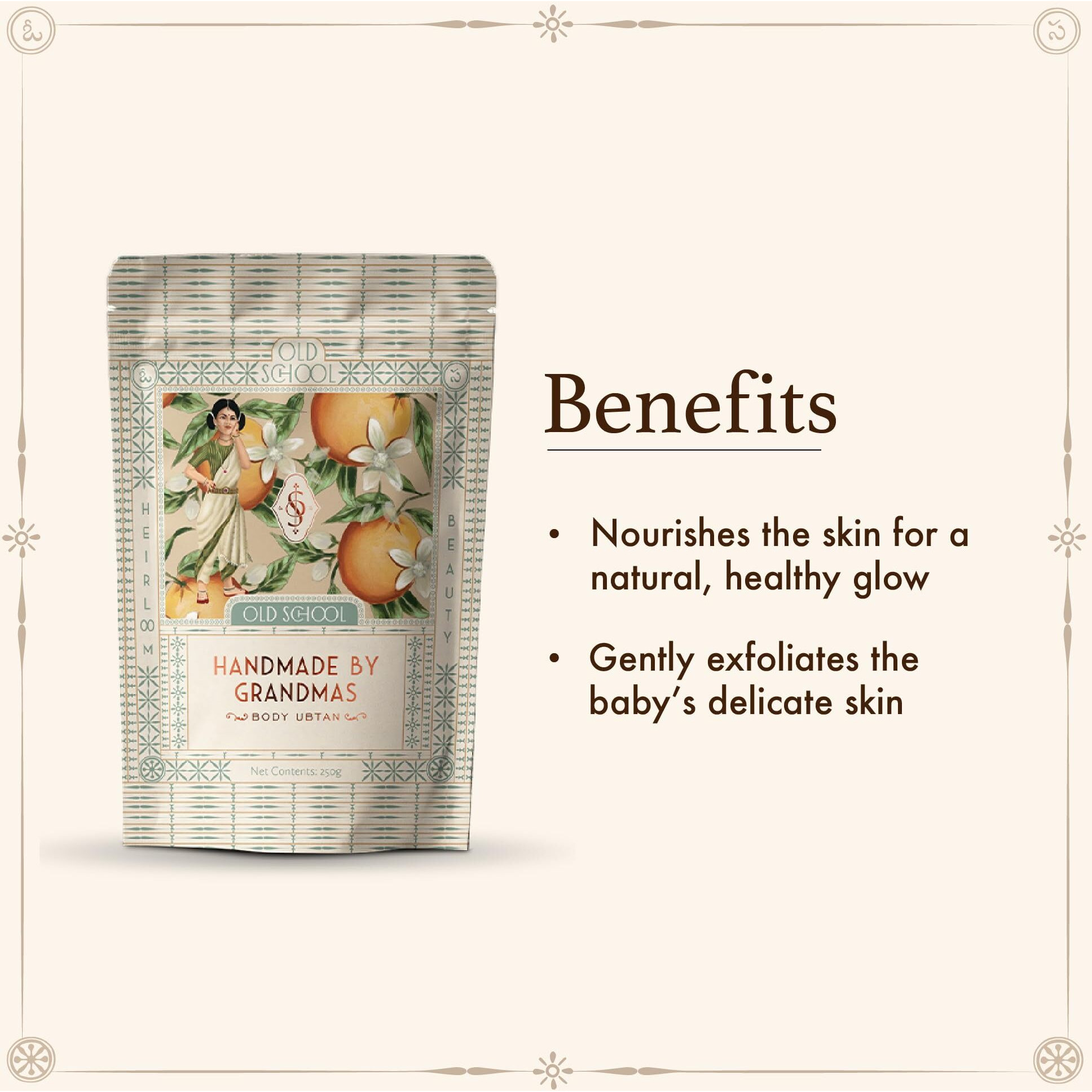 Old School Rituals Handmade By Grandmas Baby Ubtan (Natural Bath Powder) | 250 Grams | Natural Blend For Gentle Exfoliation & Nourished Skin | Natural Ubtan For Kids | Baby Bath Powder For Glowing Skin, Tan Removal, & Skin Lightening| Pure & Natural Ingredients