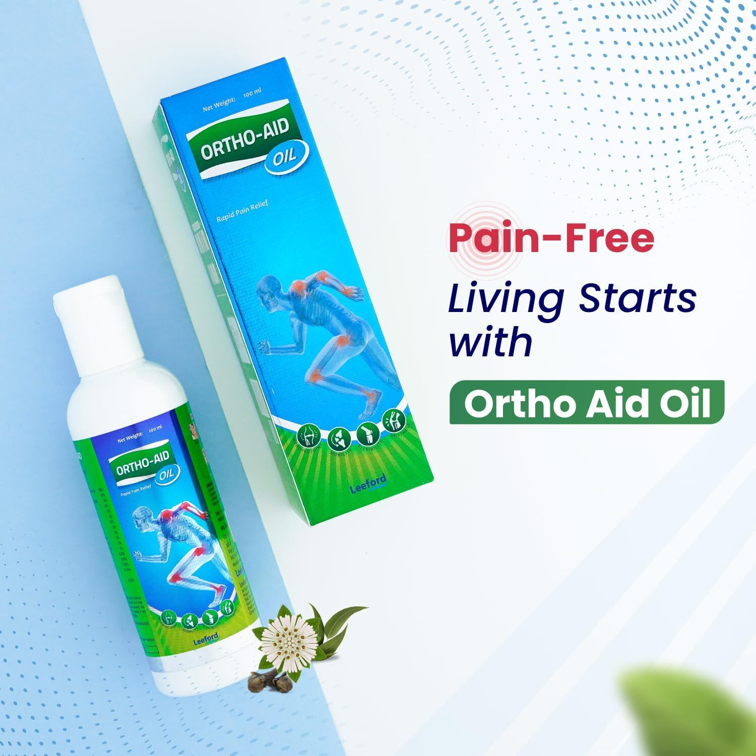Orthoaid 100% Ayurvedic Instant Pain Relief Oil For Joints Pain, Muscle Pain, Knee & Back Pain | Massage Oil | Enriched With Natural Ingredients-100Ml