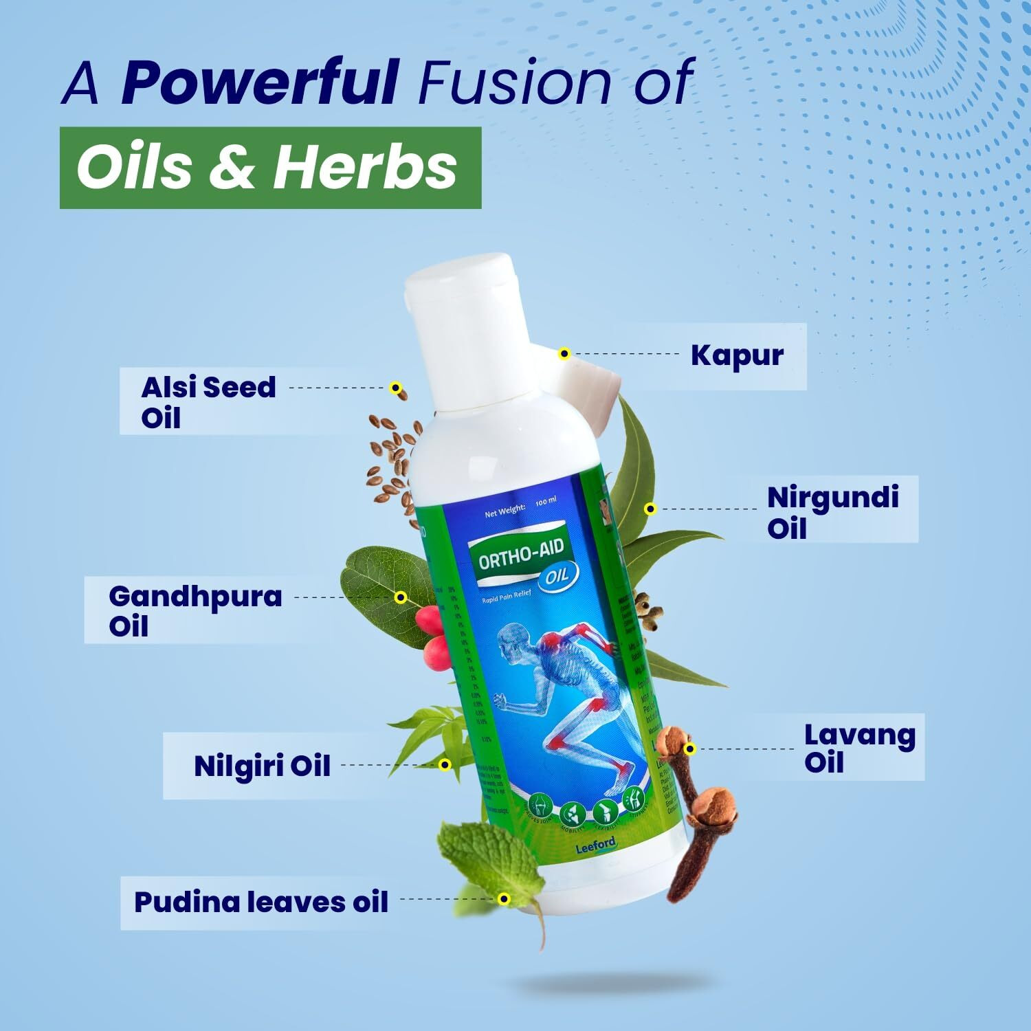 Orthoaid 100% Ayurvedic Instant Pain Relief Oil For Joints Pain, Muscle Pain, Knee & Back Pain | Massage Oil | Enriched With Natural Ingredients-100Ml
