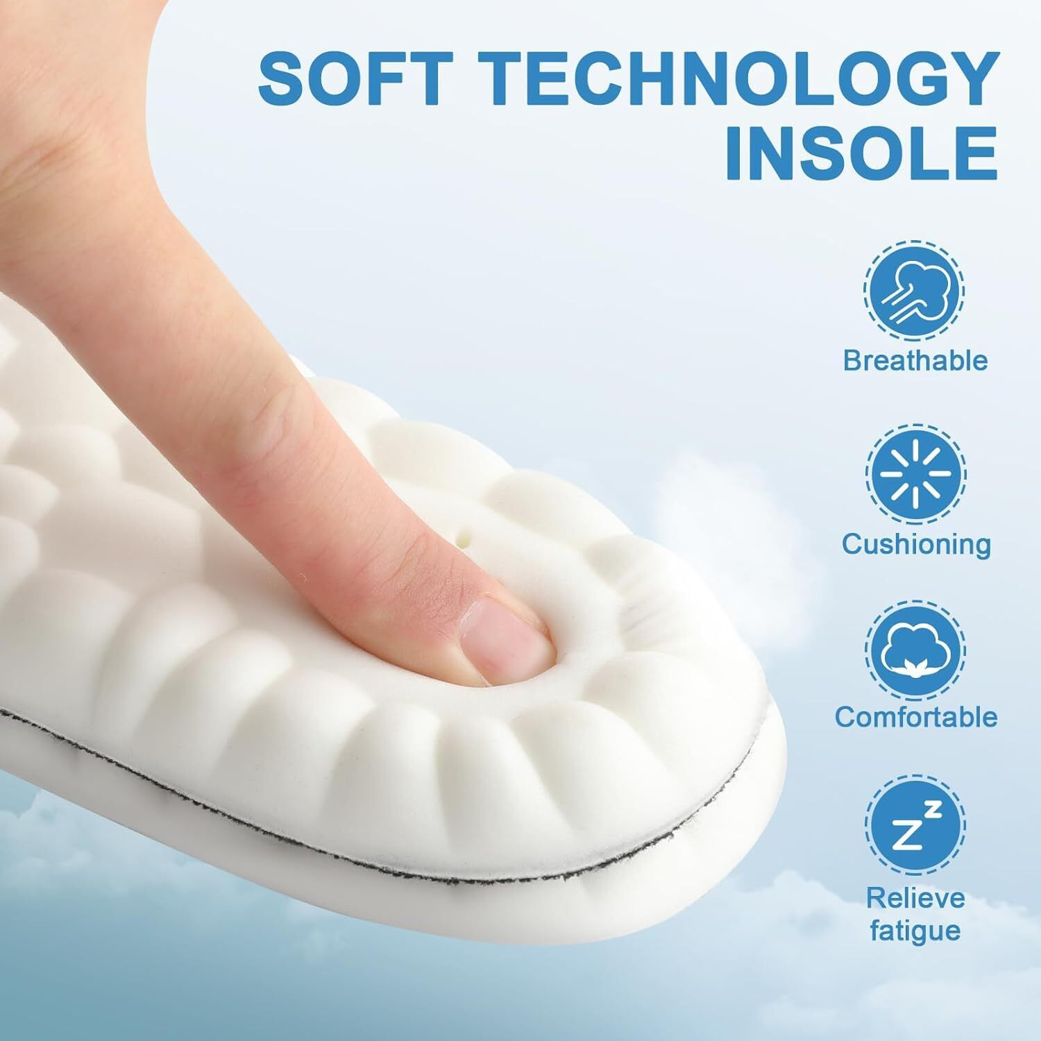 Silencio Memory Foam Shoe Insole, Shock Absorption Sports Inserts Anti-Slip Cropable Insoles Arch Support Orthotic Insoles Soft Elastic Insoles For Men Women (Eu 36-40)