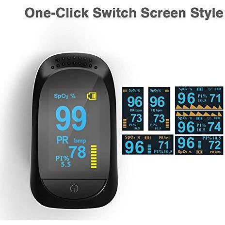 Dr Vaku Professional Pulse Oximeter Fingertip, Spo2 And Pr Value Waveform Perfusion Index Blood Oxygen Saturation With Sleep Monitoring Function For Sports And Home - Lanyard Included - Black